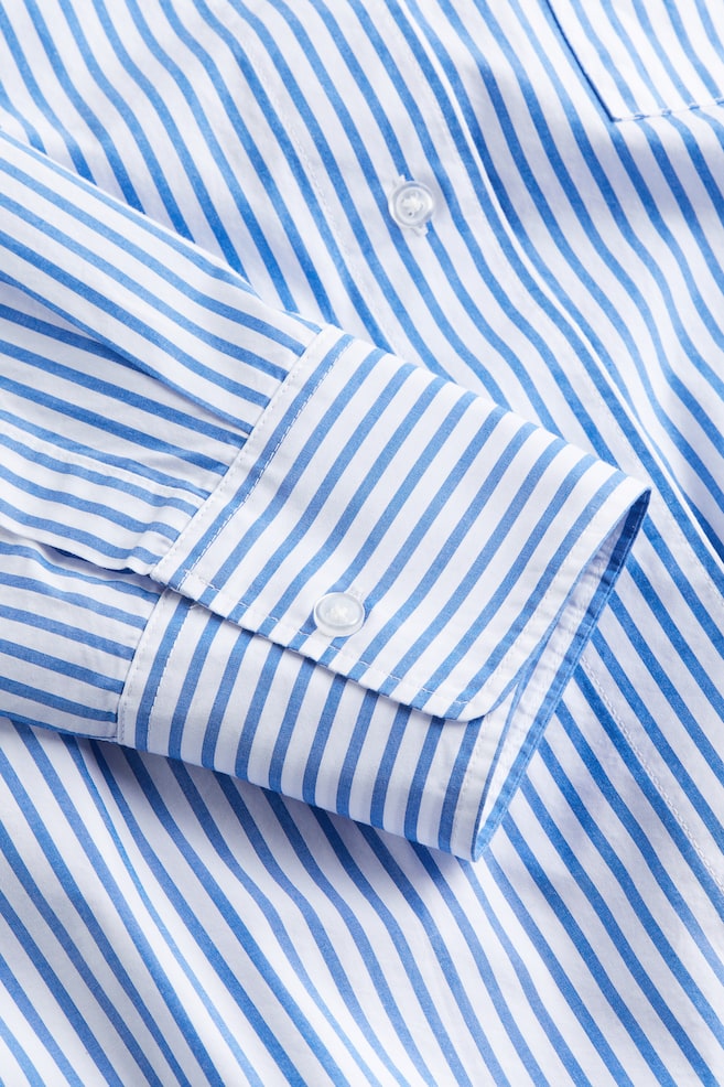 Oversized poplin shirt - Sky blue/Striped/White - 6