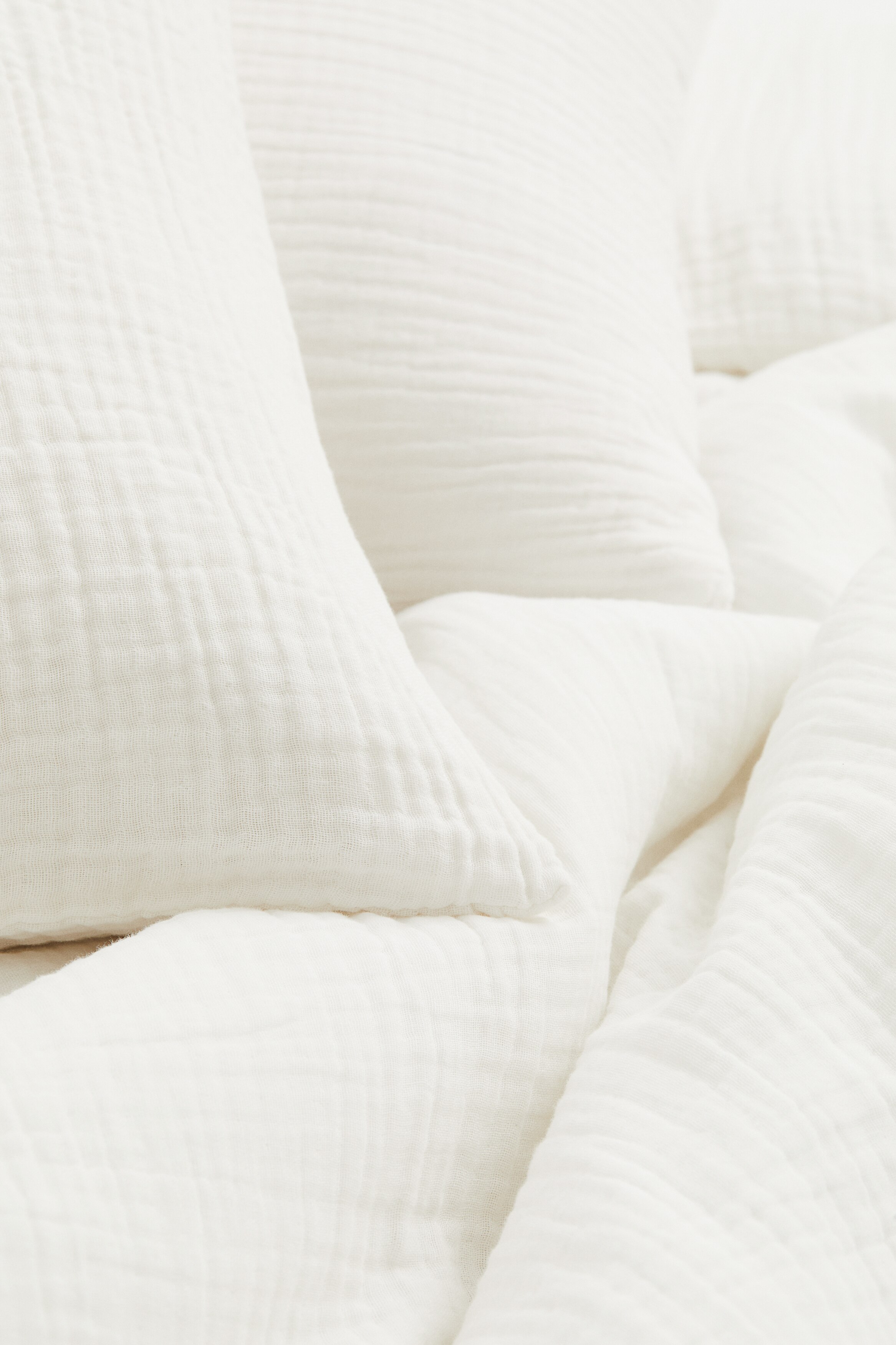 モスリン掛け布団カバーセット ダブル／キング - ホワイト - Home All