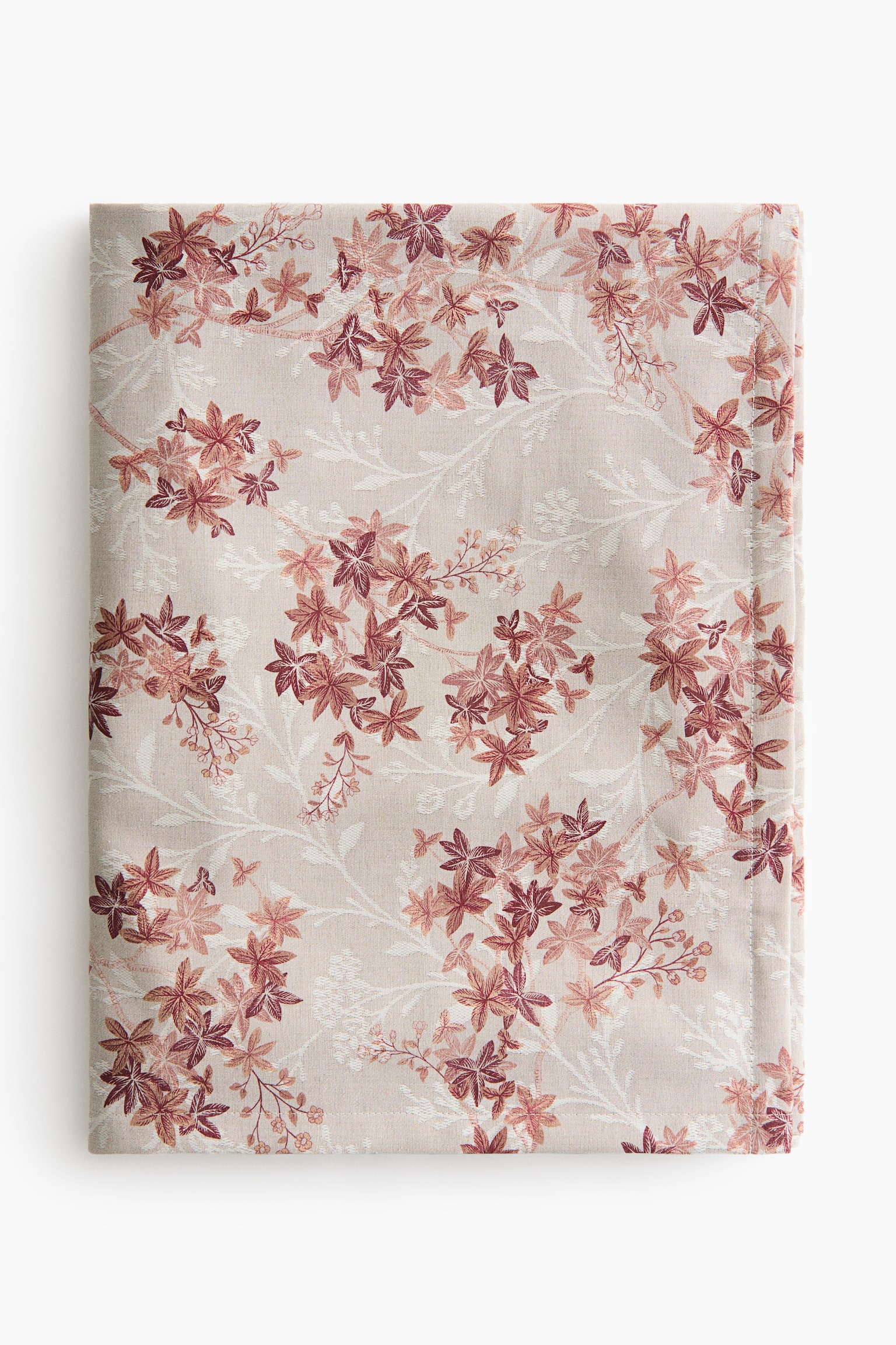 Nappe imprimée en tissu jacquard - Grège clair/fleuri