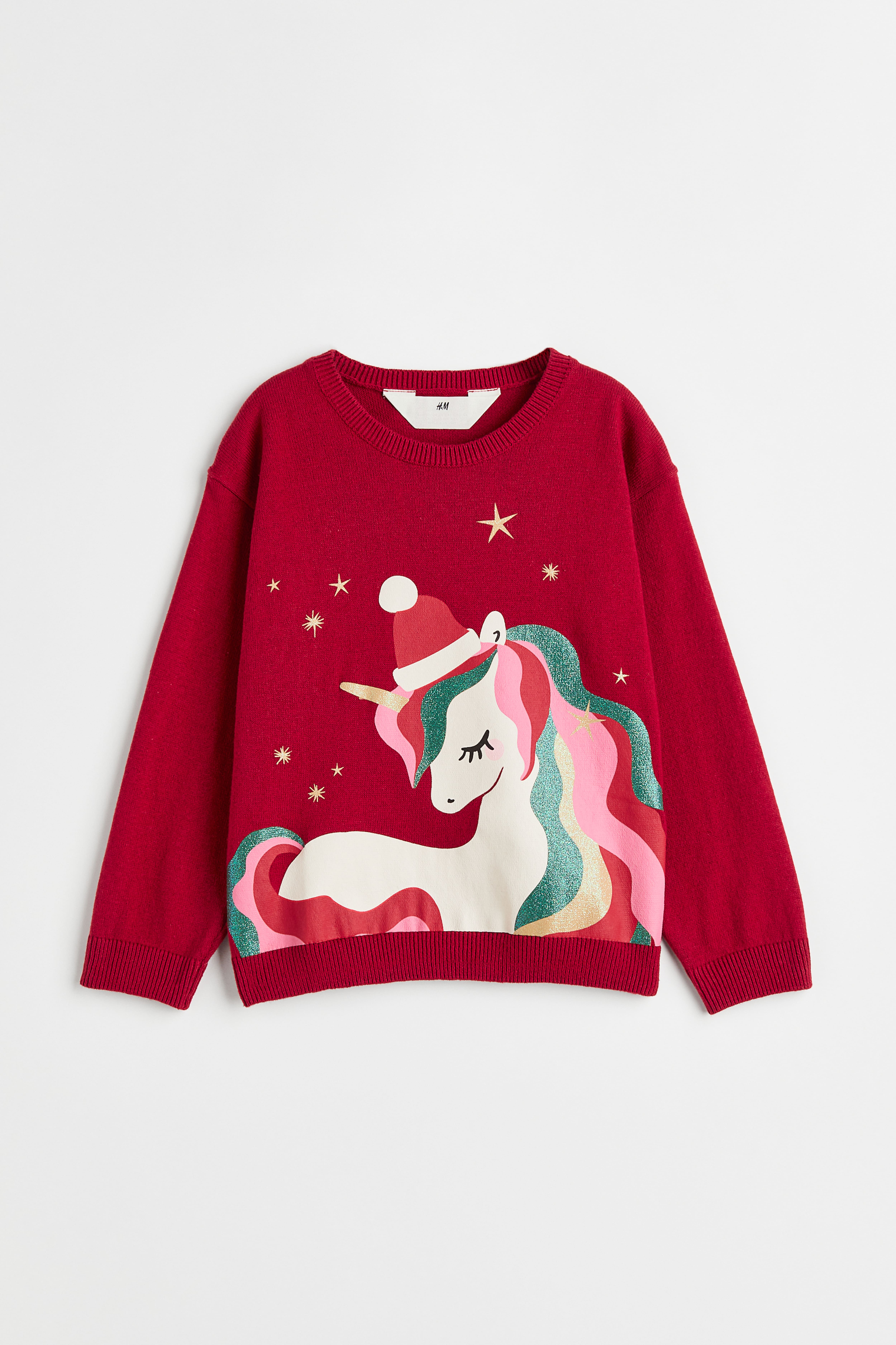 Fine knit cotton jumper Red Unicorn Kids H M GB