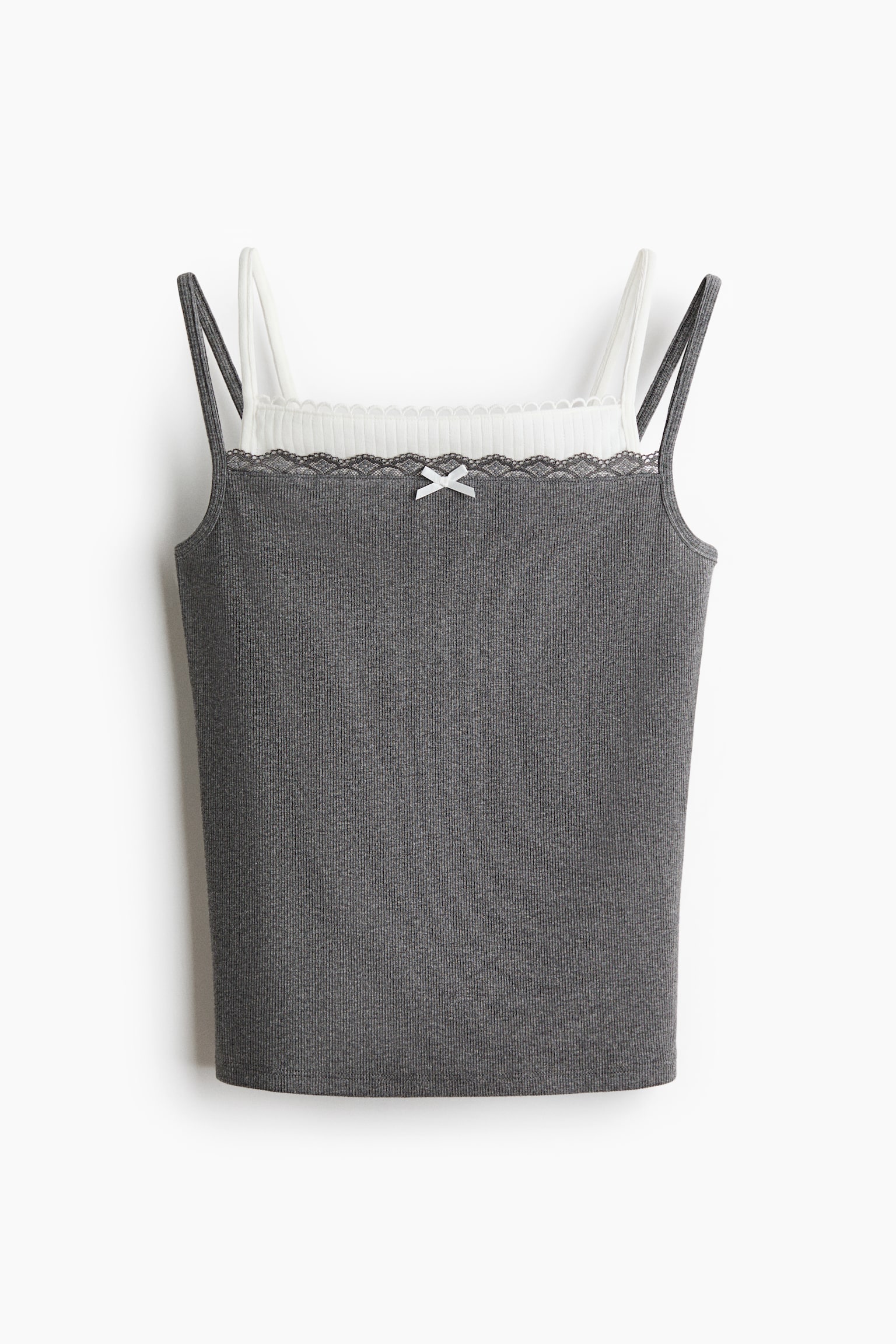 Layered strappy top - Grey/Black - 1