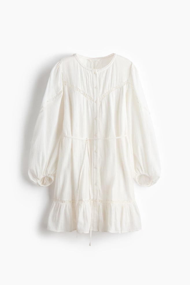 Robe tunique en coton - Blanc/Marron foncé - 1