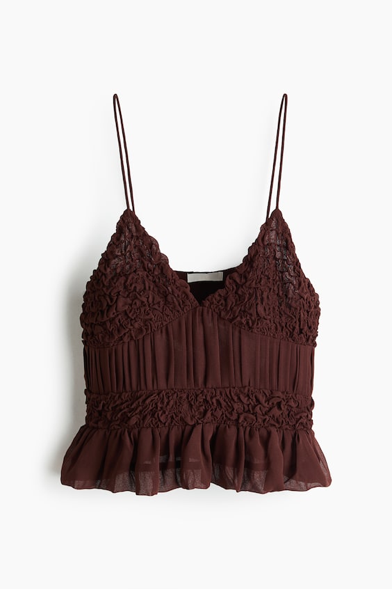 Женские топы H&M Ruched Chiffon Strappy Top