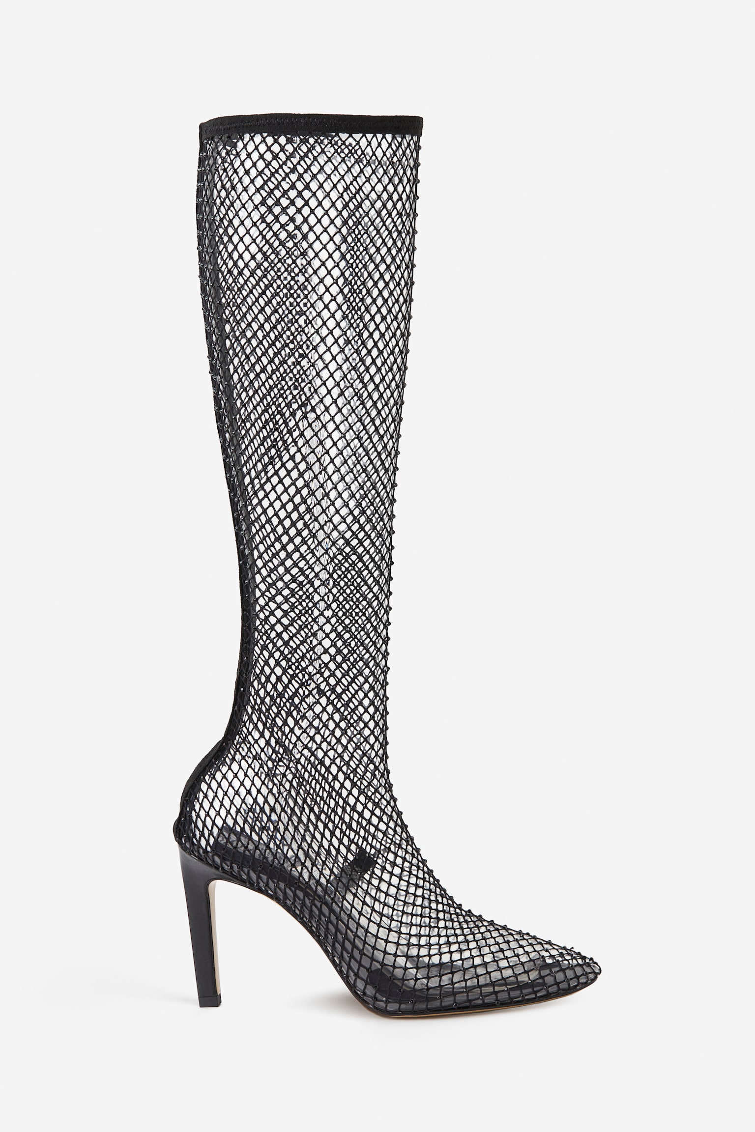 Knee High Mesh Boots - Black - 1