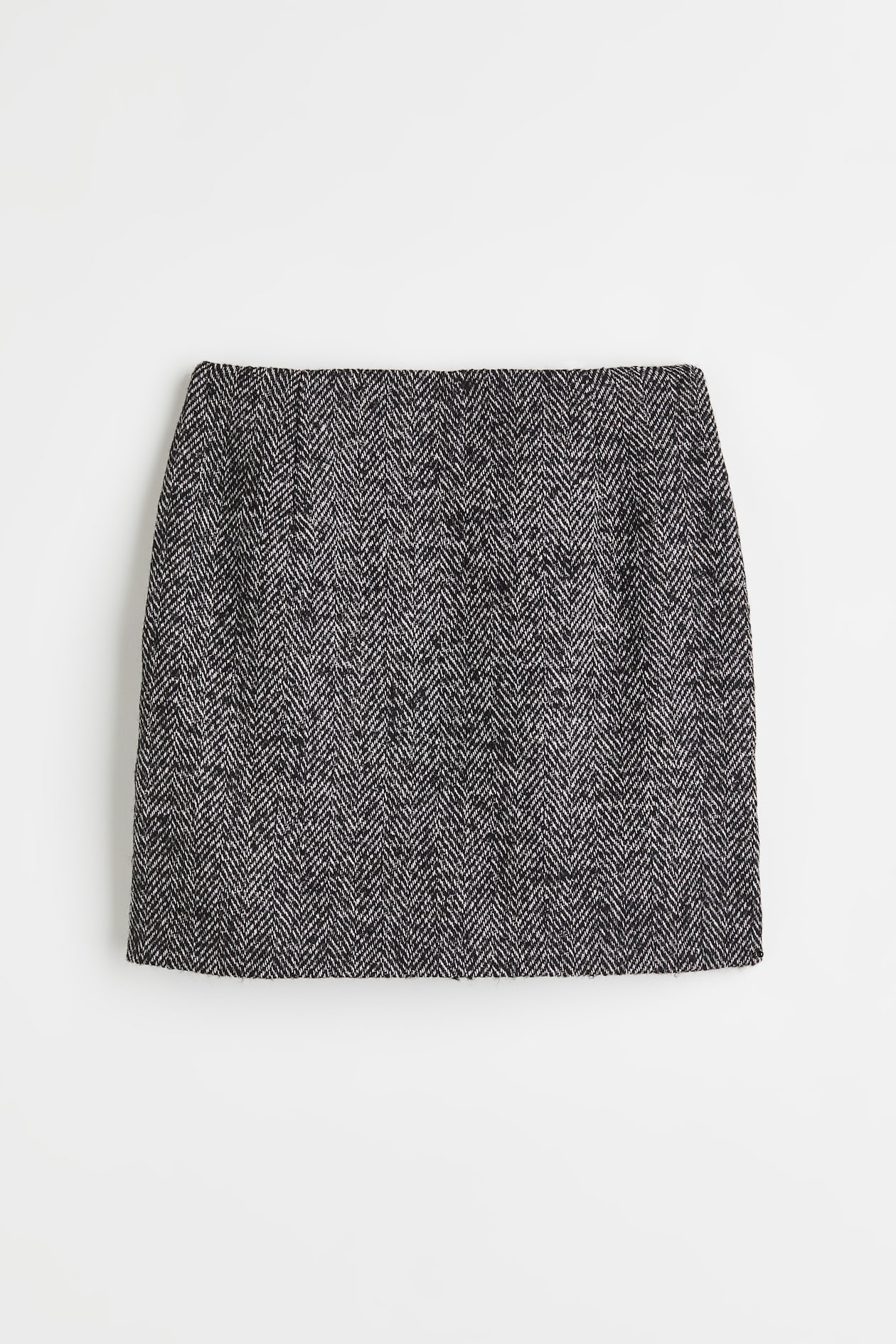 Mini Skirt - High waist - Short - Gray/herringbone-patterned - Ladies ...