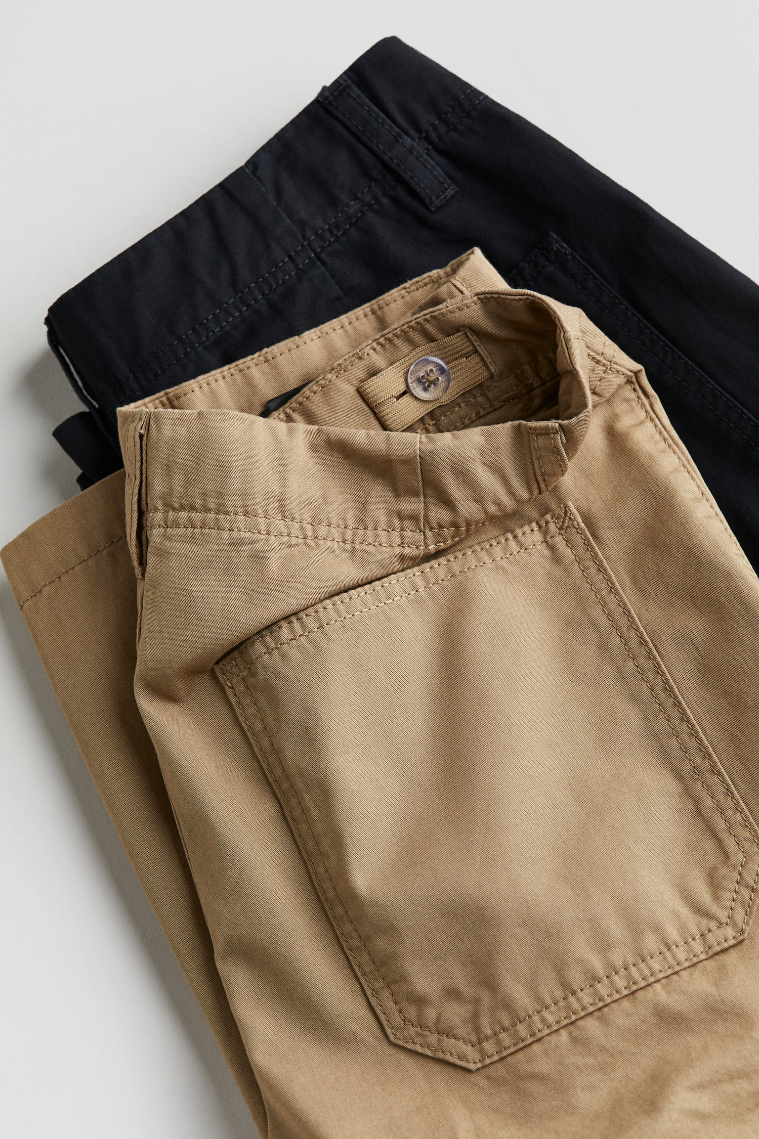 2-pack Cotton Cargo Pants - Beige/Black/Black/Light beige - 5