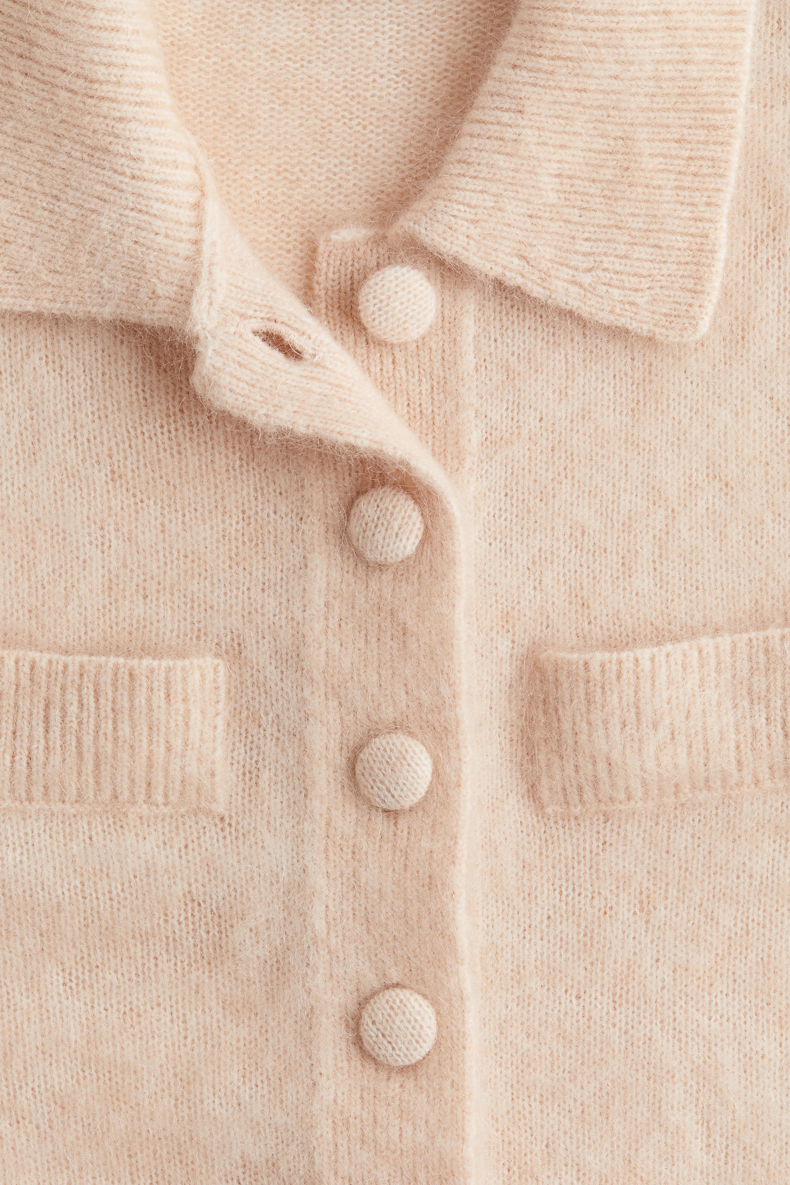 Mohair-blend collared cardigan - Powder pink/Dark beige - 3