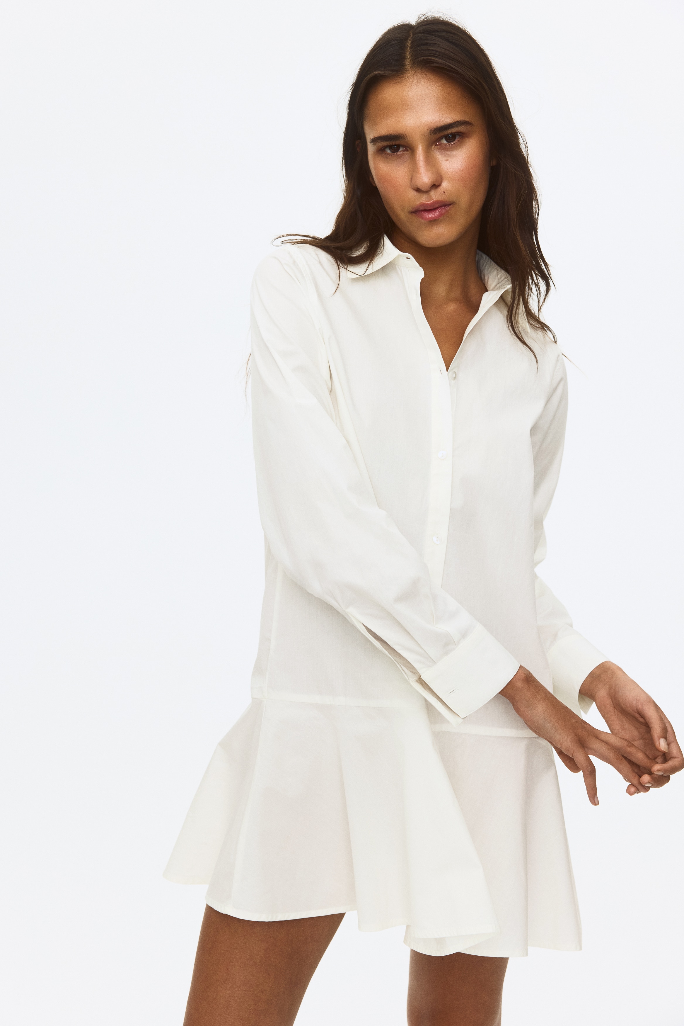 ホワイト ミニ丈ワンピース | ショートワンピース | H&M JP