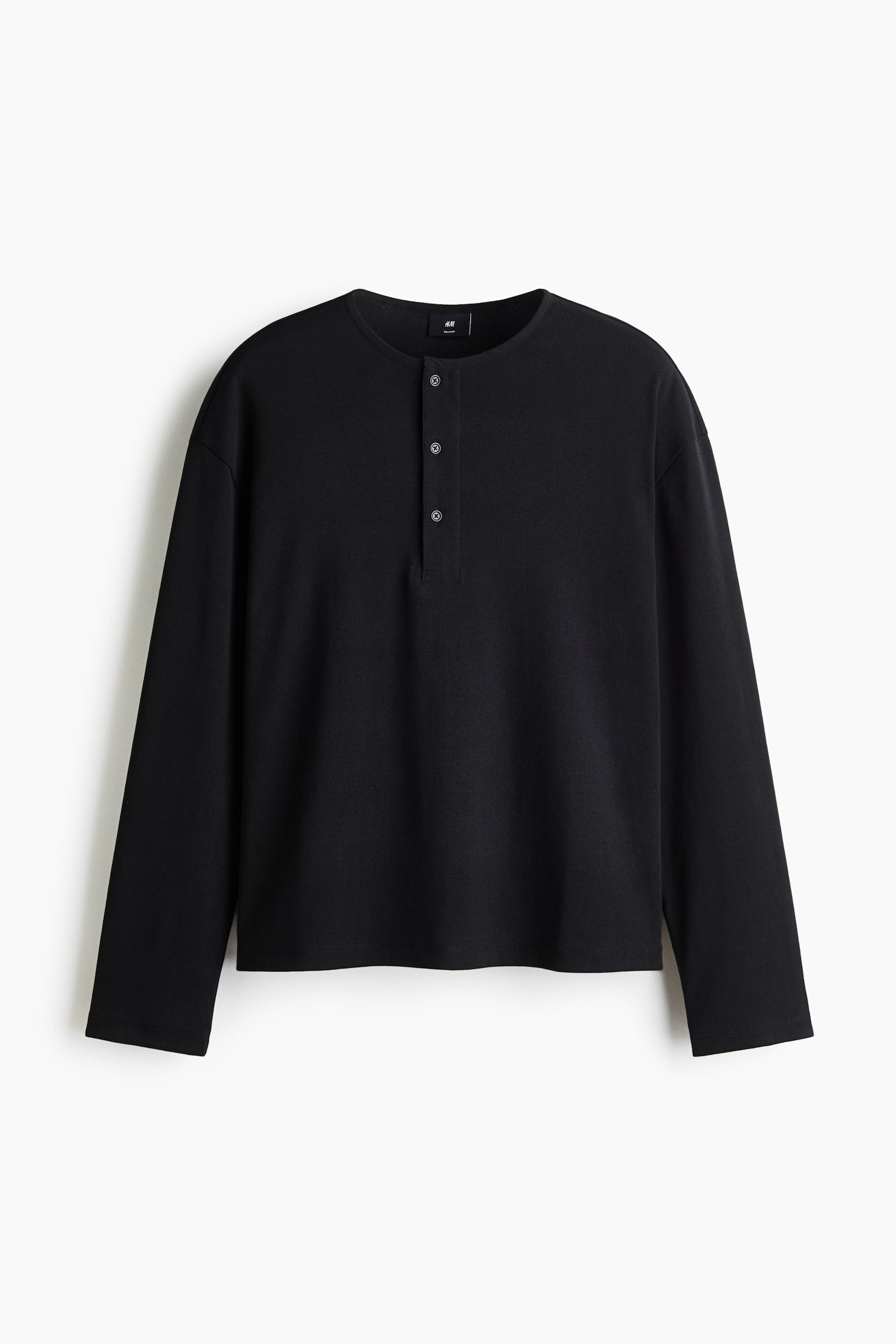 Top henley Relaxed Fit - Černá/Slonovinová/Tmavě zelená khaki