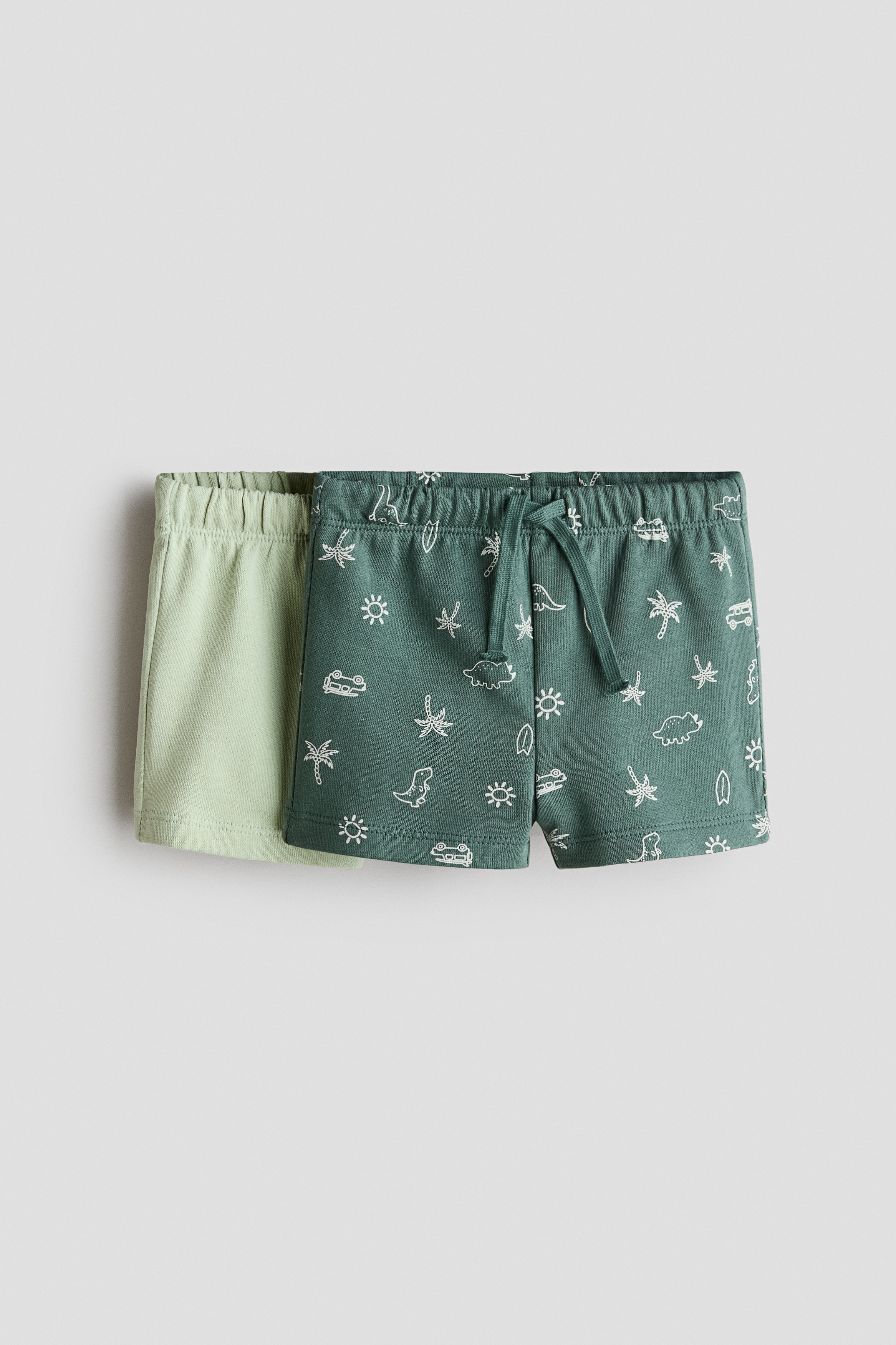 Light green/palm trees 2-Pack Sweatshorts for kids | H&M US