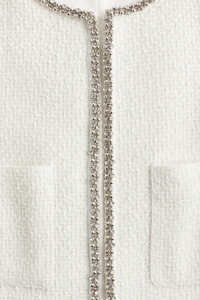 Rhinestone-embellished bouclé jacket - White - 2