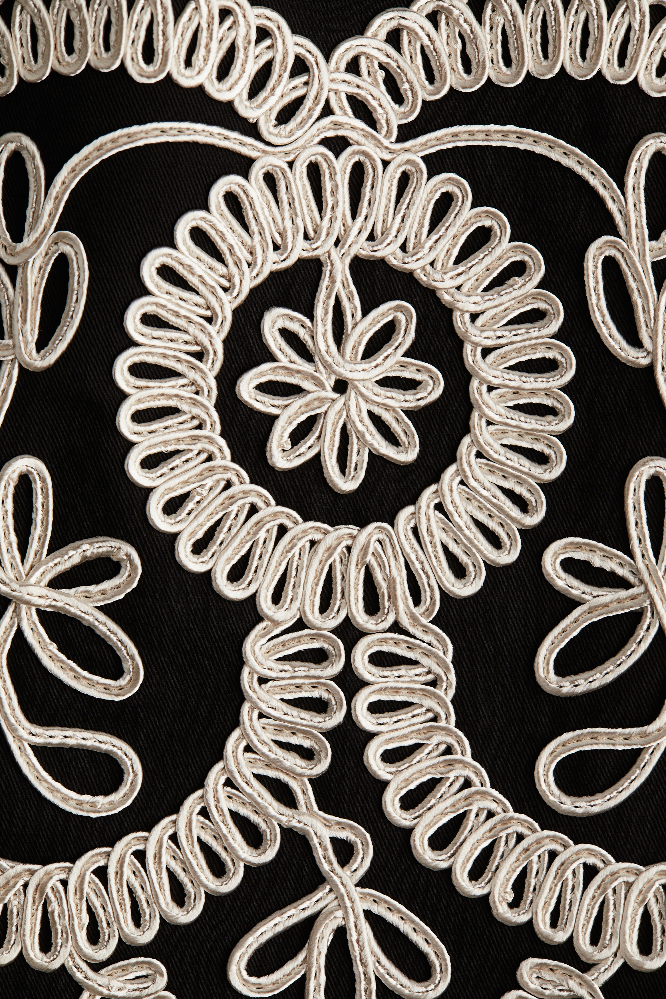 Embroidered Shift Dress - Black/white Embroidered Shift Dress - Black/white