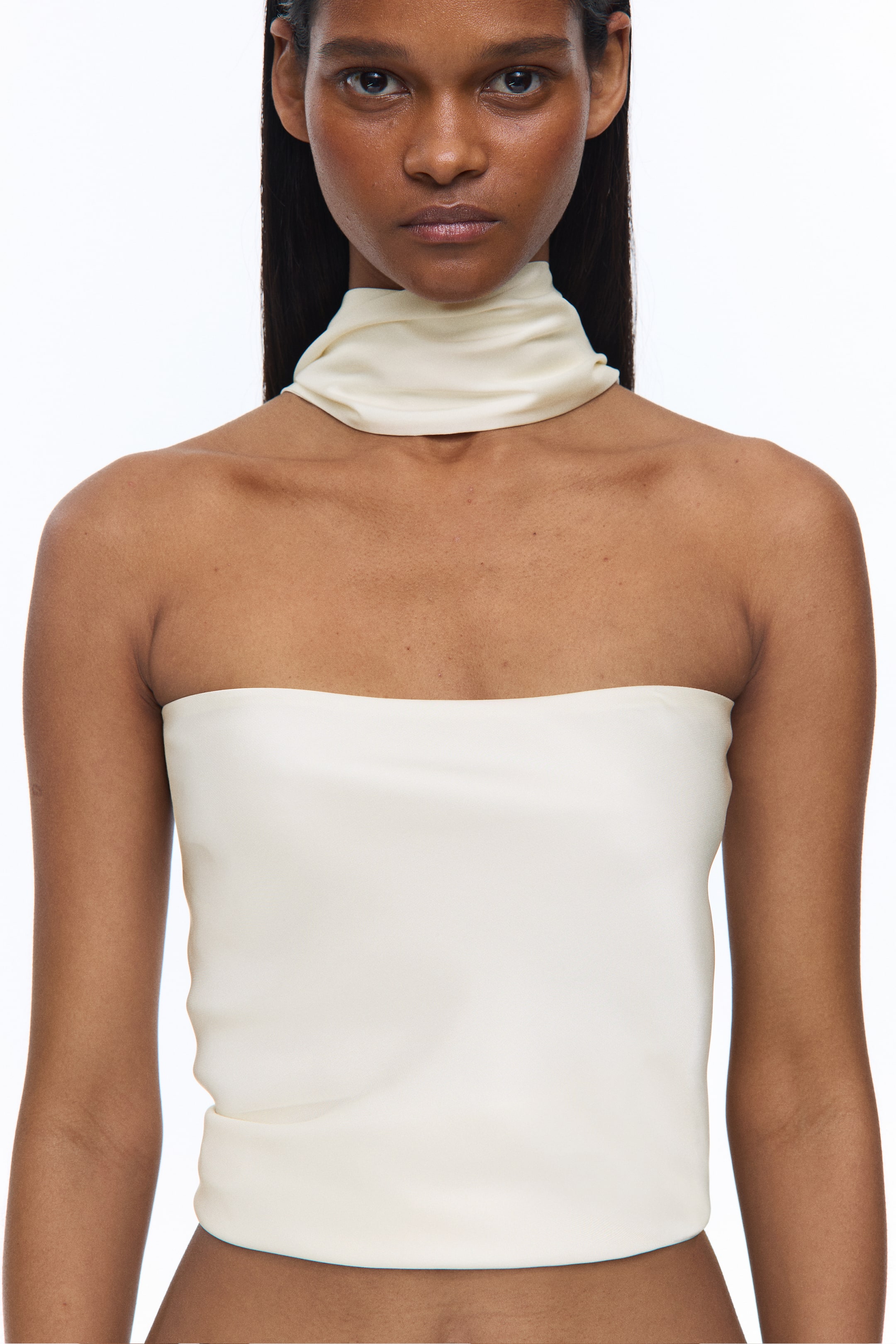 Satin Halterneck Crop Top