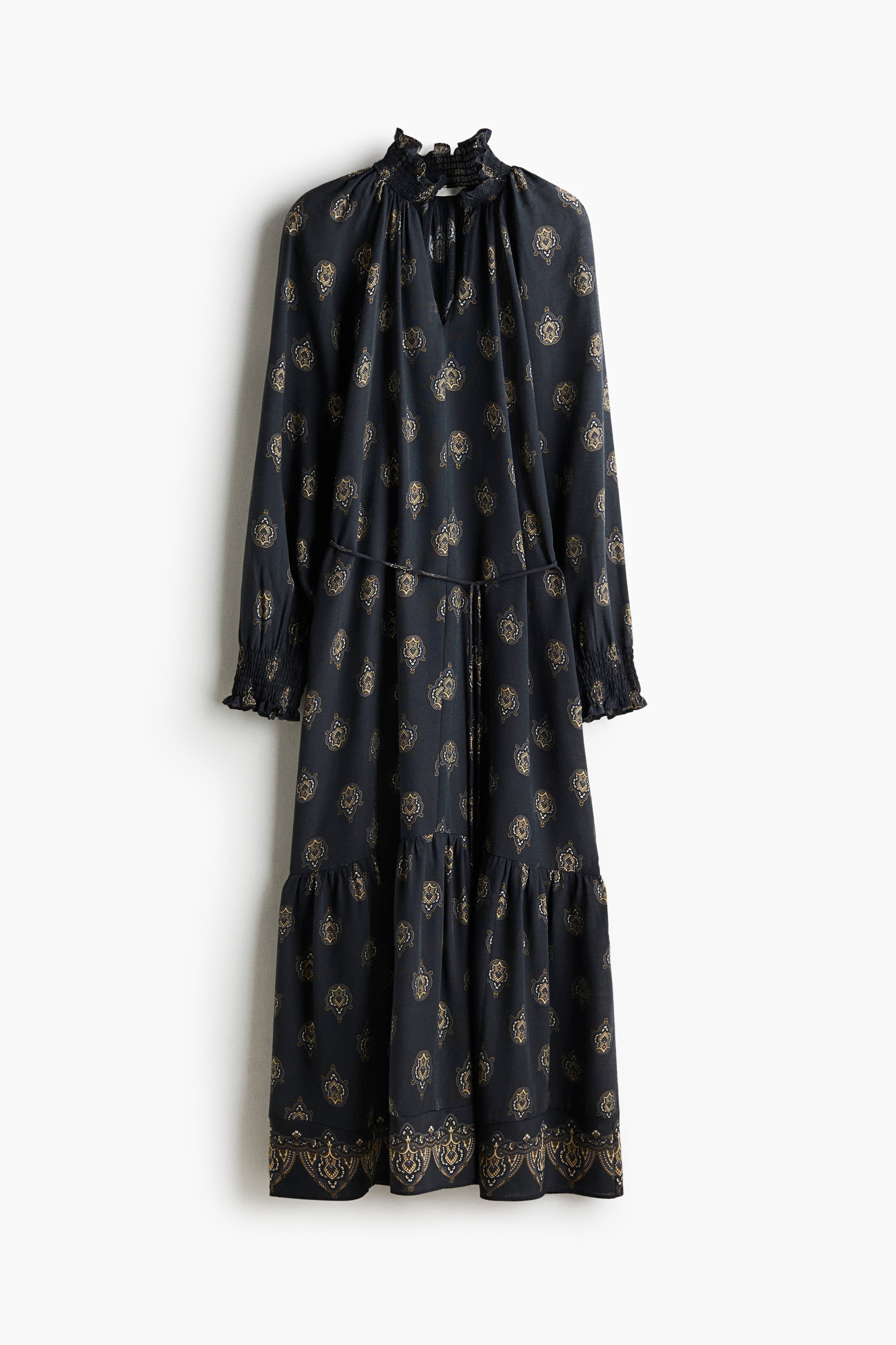 Haljina sa žabicama - Tamnoplava/dezen/Crna/dezen/Tamna kaki zelena