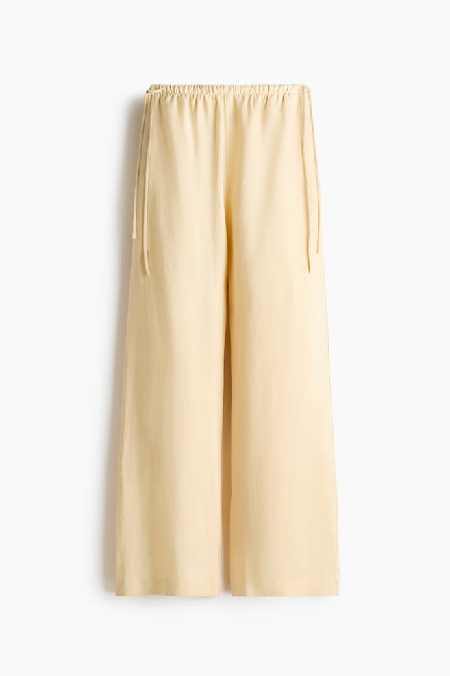Linen-blend drawstring trousers - Yellow/Dark brown/Dark red/Ivory - 1