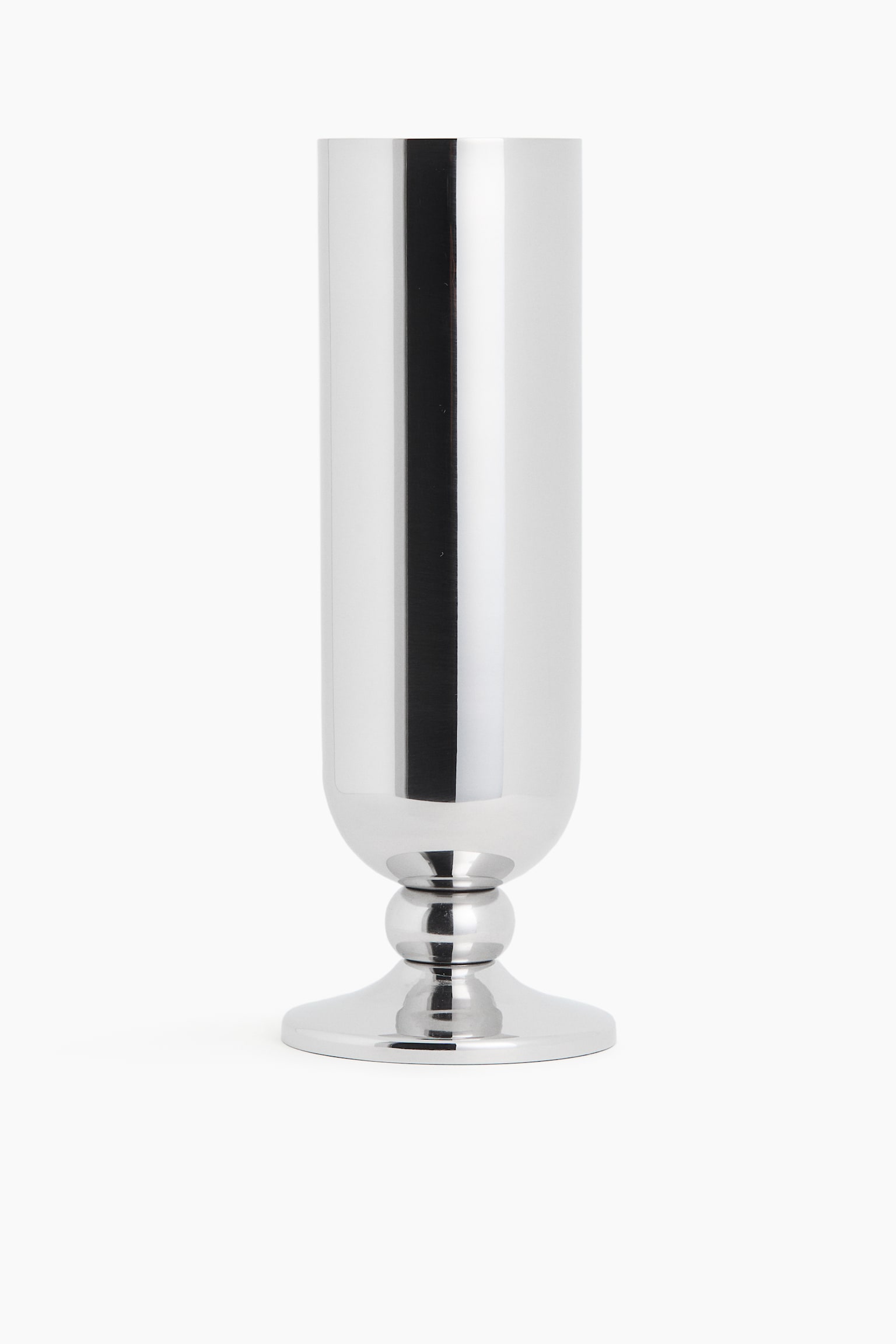 Grand vase sur pied en inox - Argenté