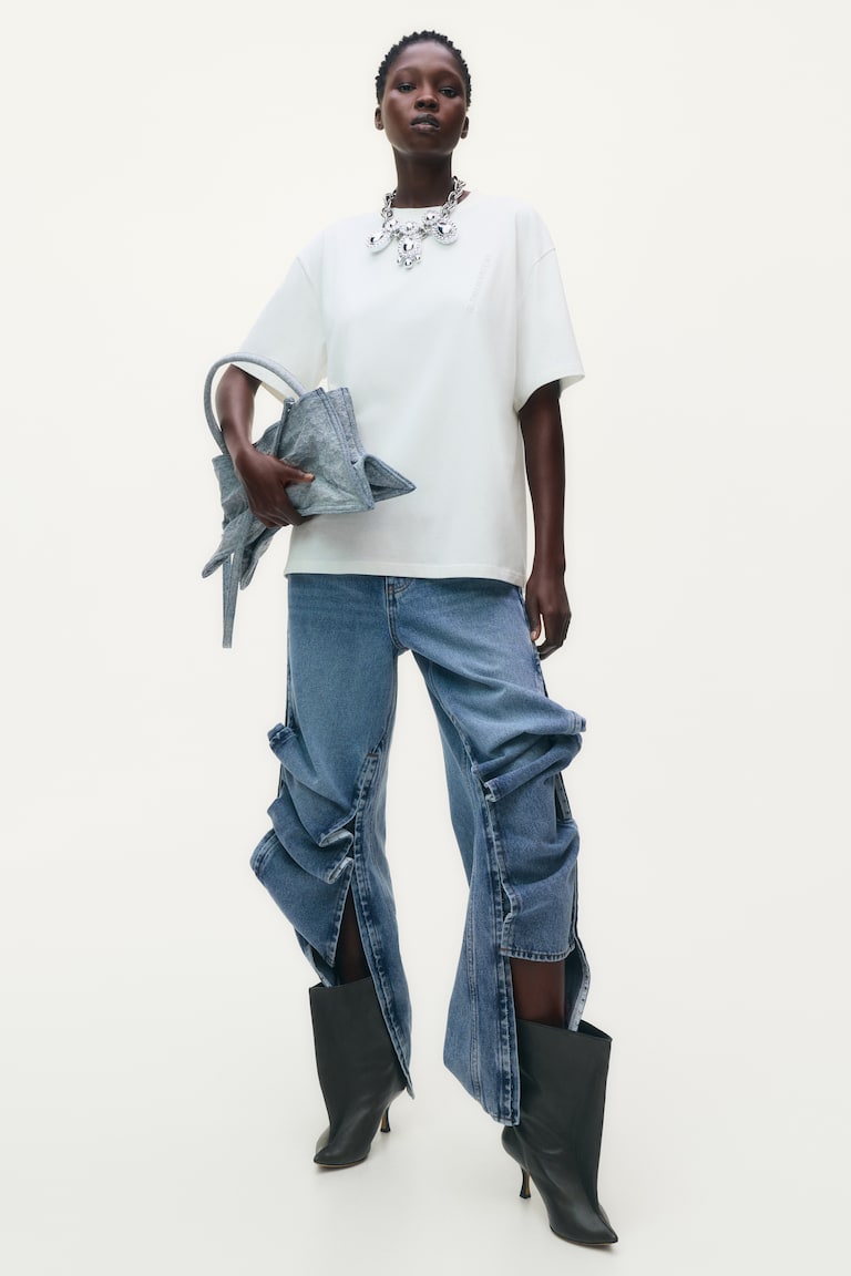 Motif-detail T-shirt White Ladies H&M GB