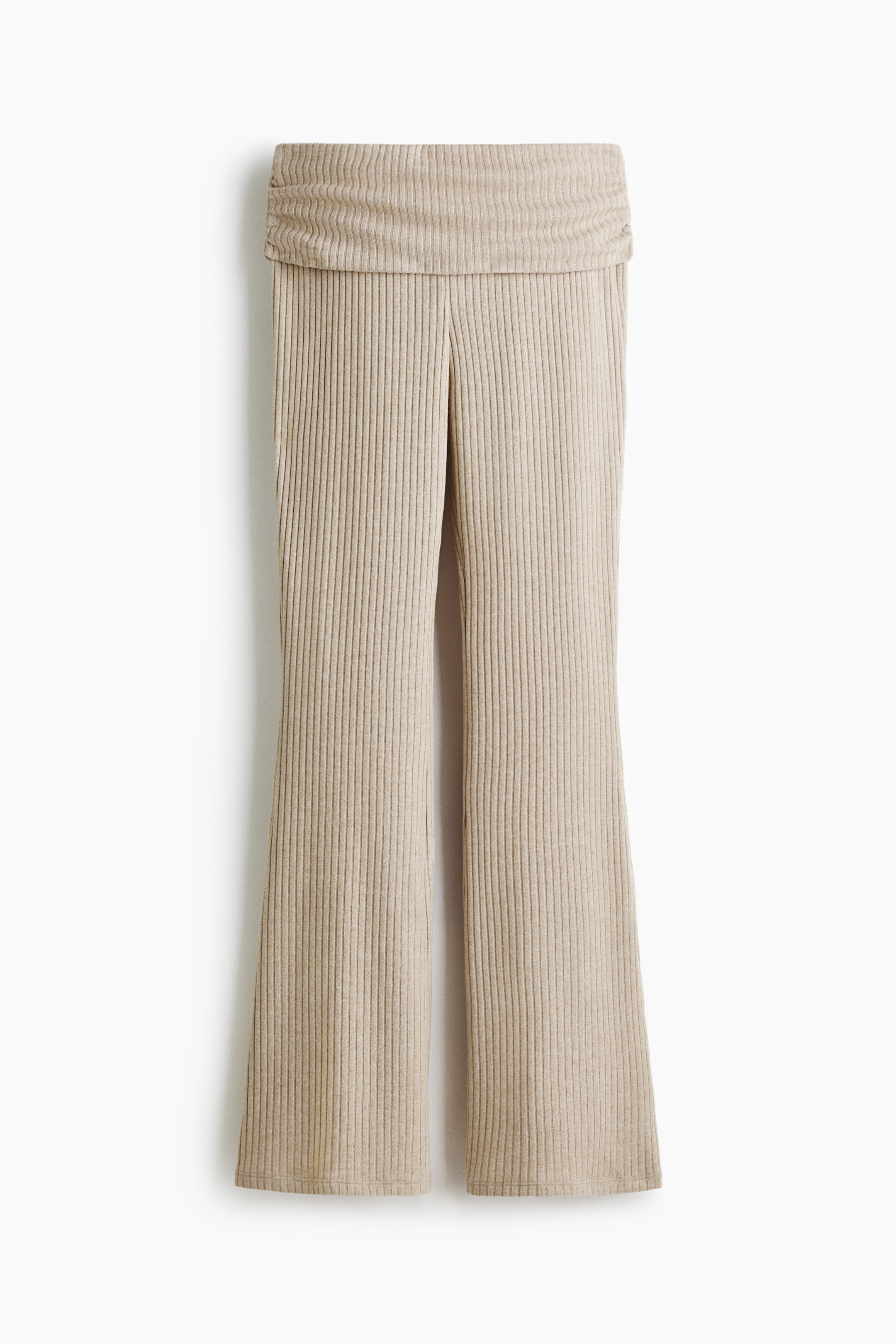 Ampliar la imagen: Leggings con pretina plegable en tejido acanalado - Beige - Ladies | H&M MX 5