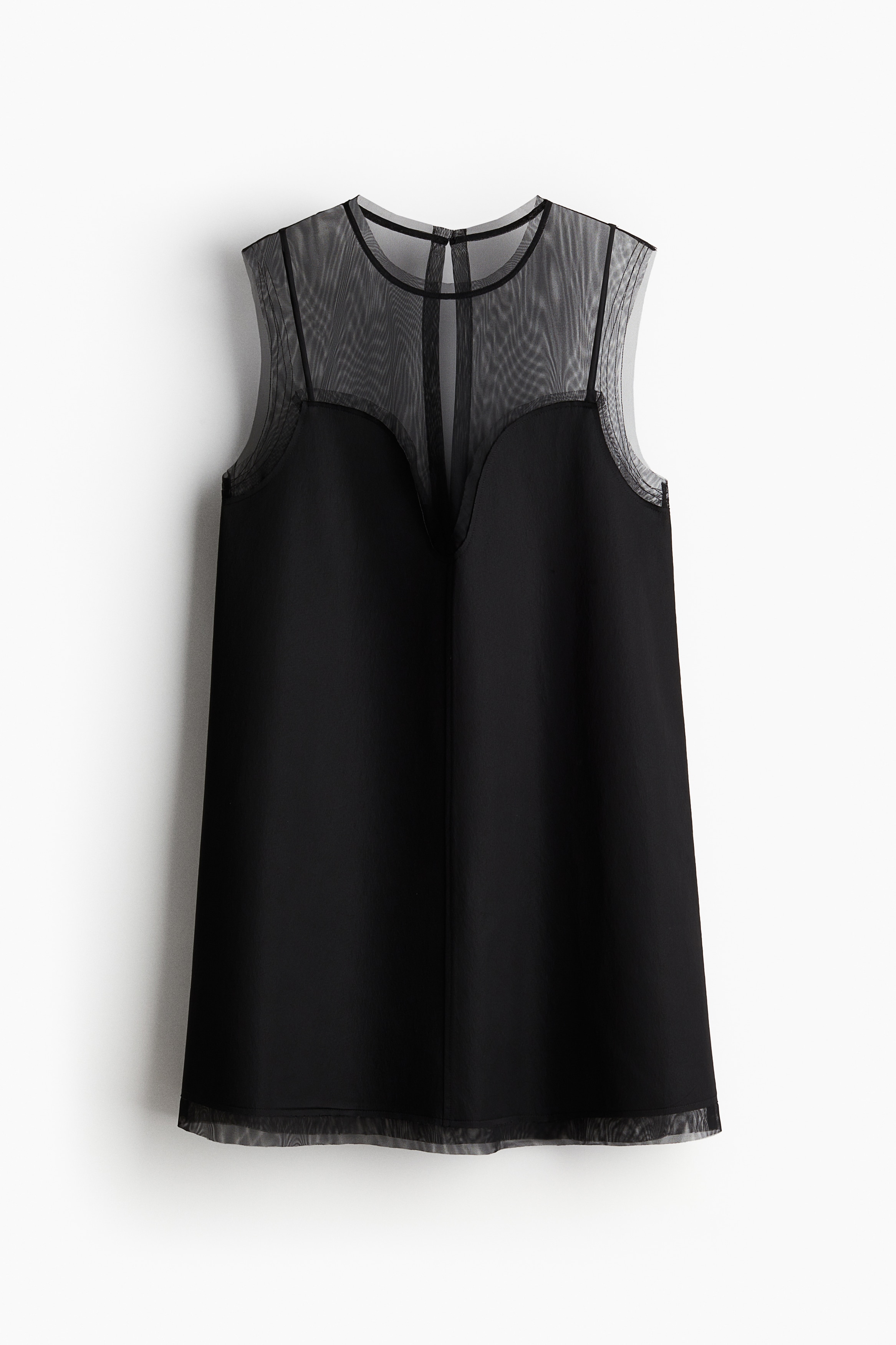 Ladies - Black Layered crêpe satin dress - Size: XL  - H&M
