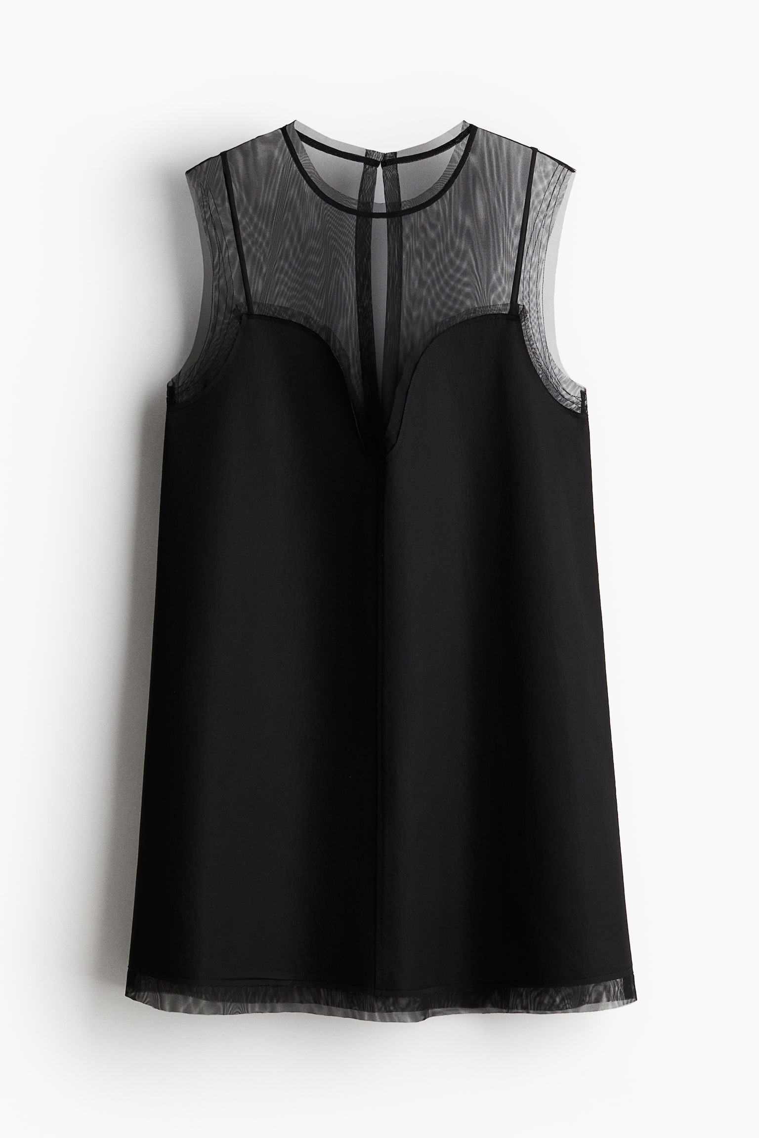 Layered Crêpe Satin Dress - Black - 2