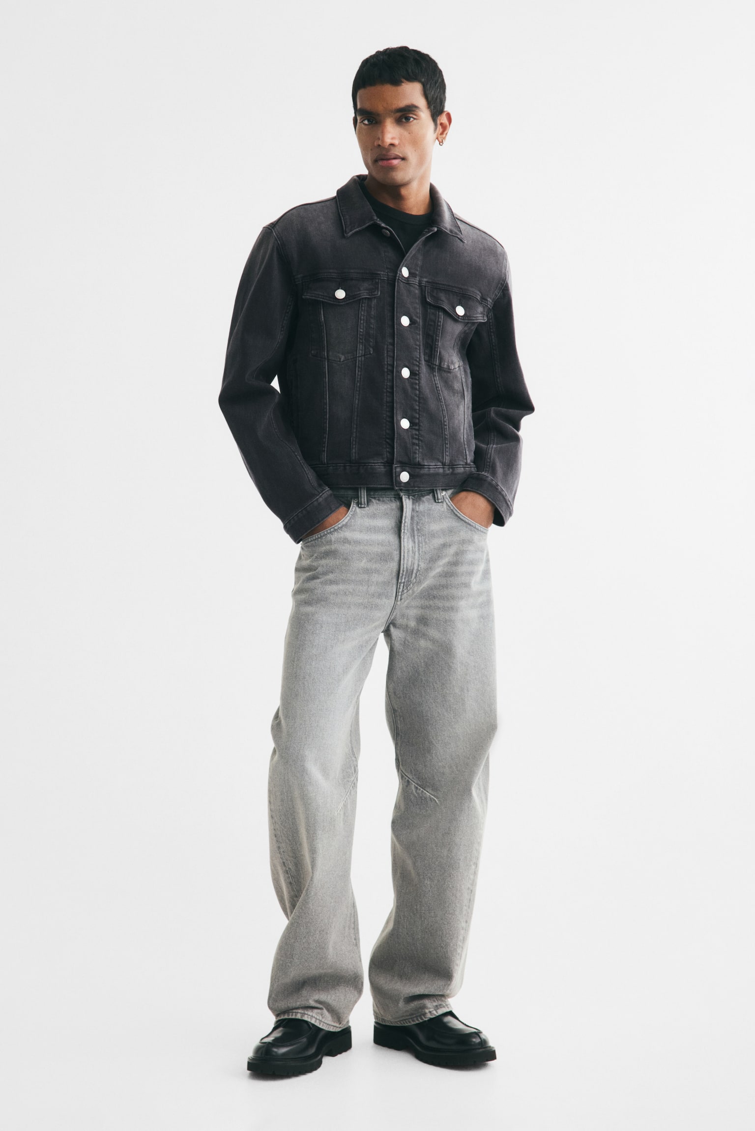 Мужская куртка H&M Denim Trucker, цвет: Тёмный джинсовый серый — фото 3