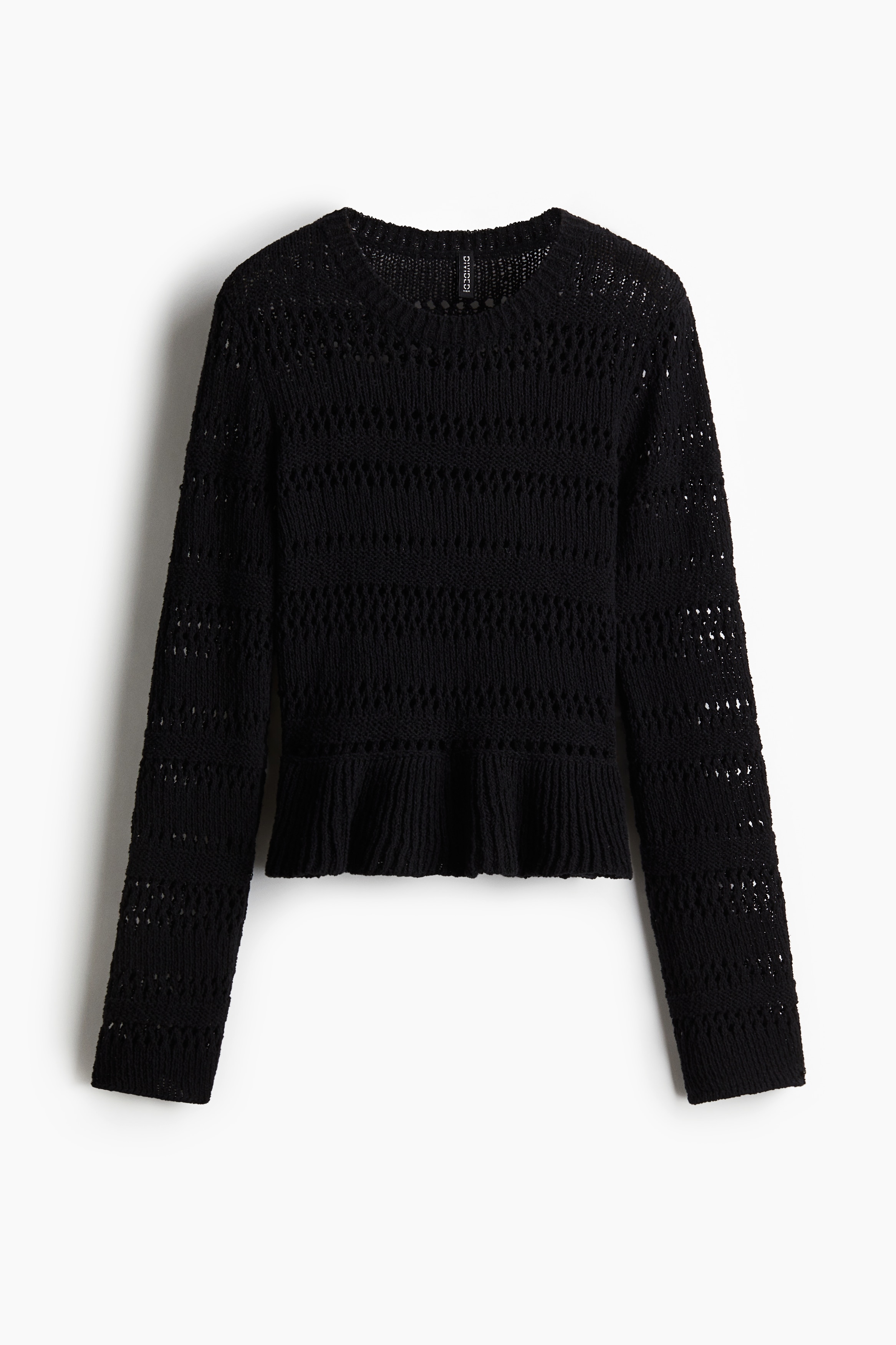 Pointelle-Knit Peplum Sweater - Black - Ladies | H&M US