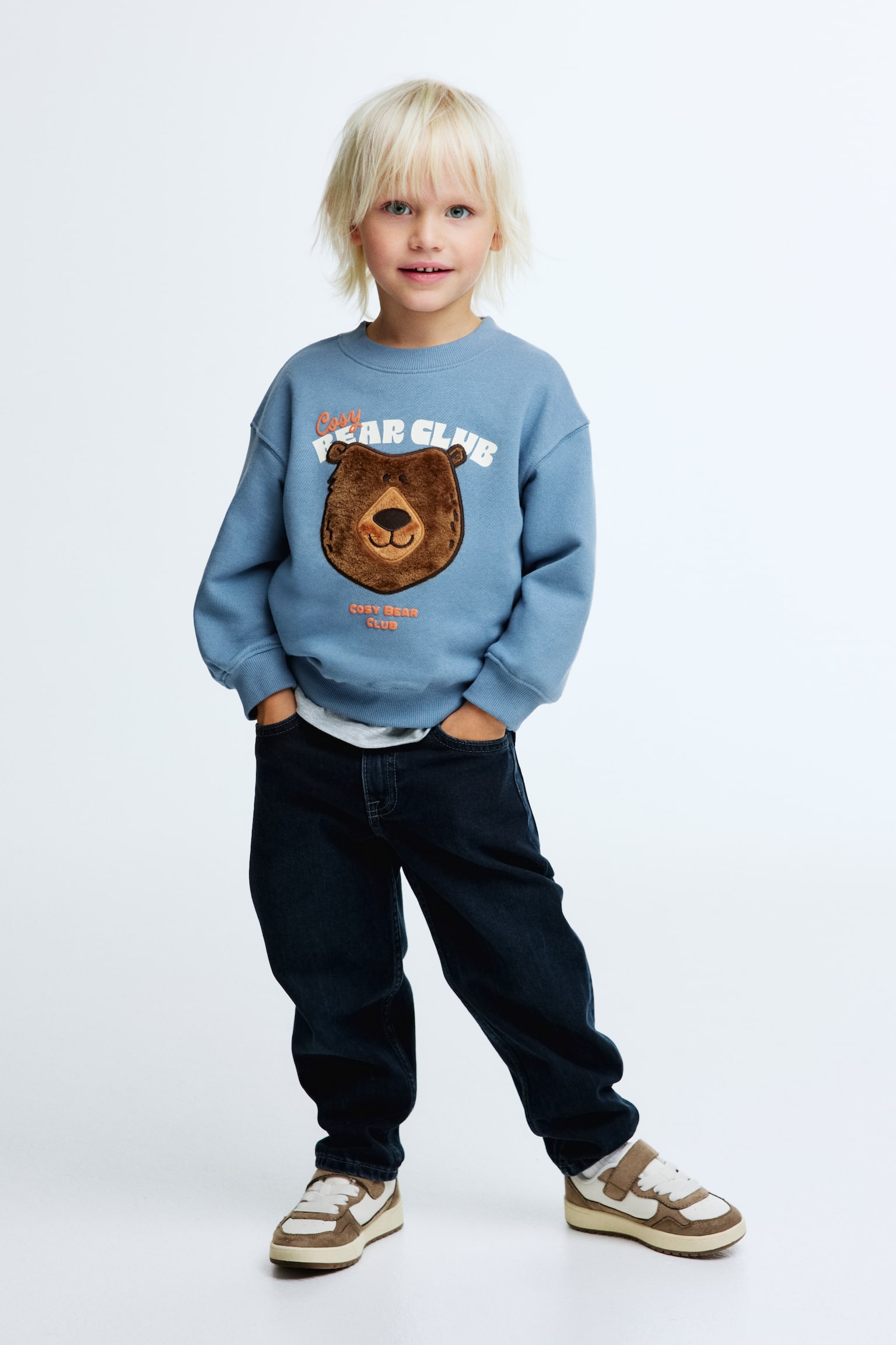 Printed crew-neck sweatshirt - Blue/Cosy Bear Club/Navy blue/Aspen/Cream/Paris/Navy blue/Saturn - 2