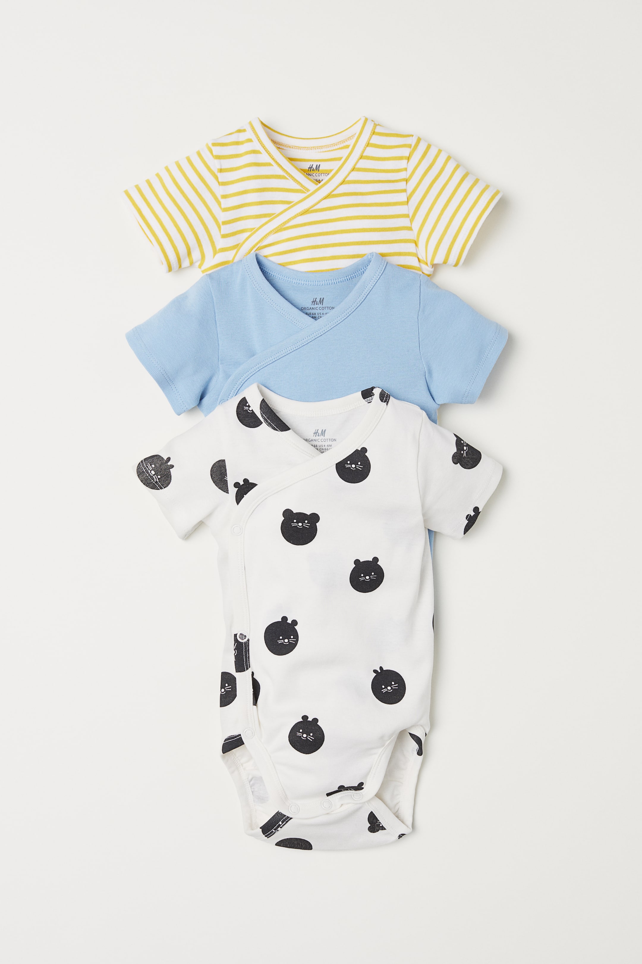 Zobacz większy obraz: Body z krótkim rękawem 3-pak - Jasnoniebieski/Wzór - Dziecko | H&M PL 1