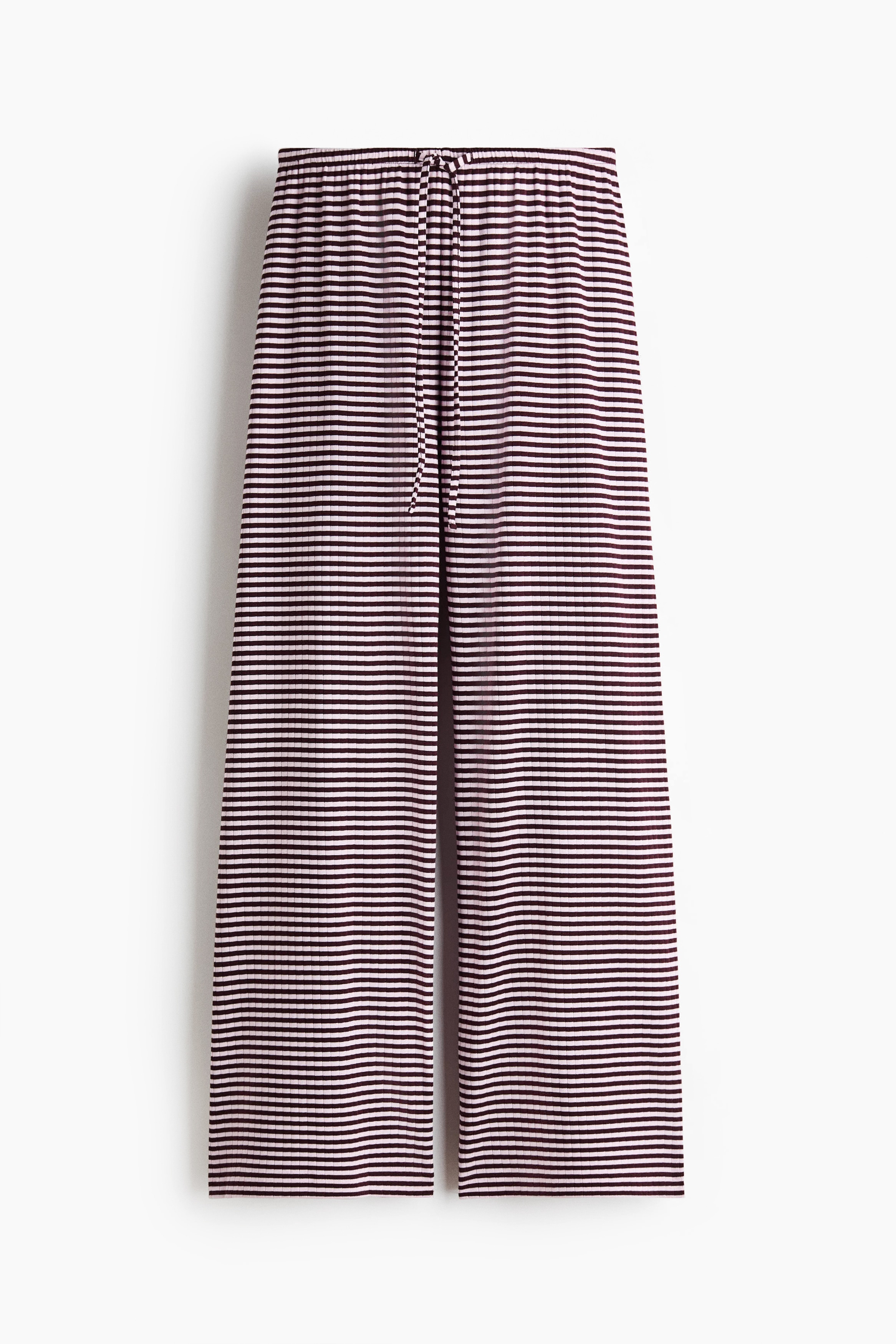 Ribbed drawstring trousers - Dark plum purple/Striped/Black/Light pink/Navy blue/Striped/White/Striped/Navy blue/White striped/White/Blue striped/Khaki green