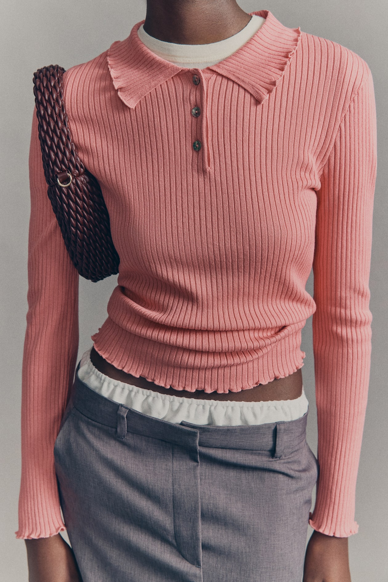 Rib-Knit Polo Sweater - image 2