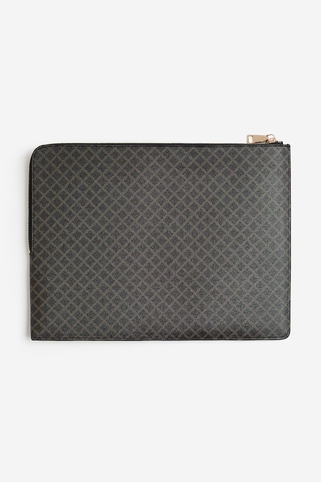 Laptop case - Dark brown/Patterned/Black/Crocodile-patterned - 1