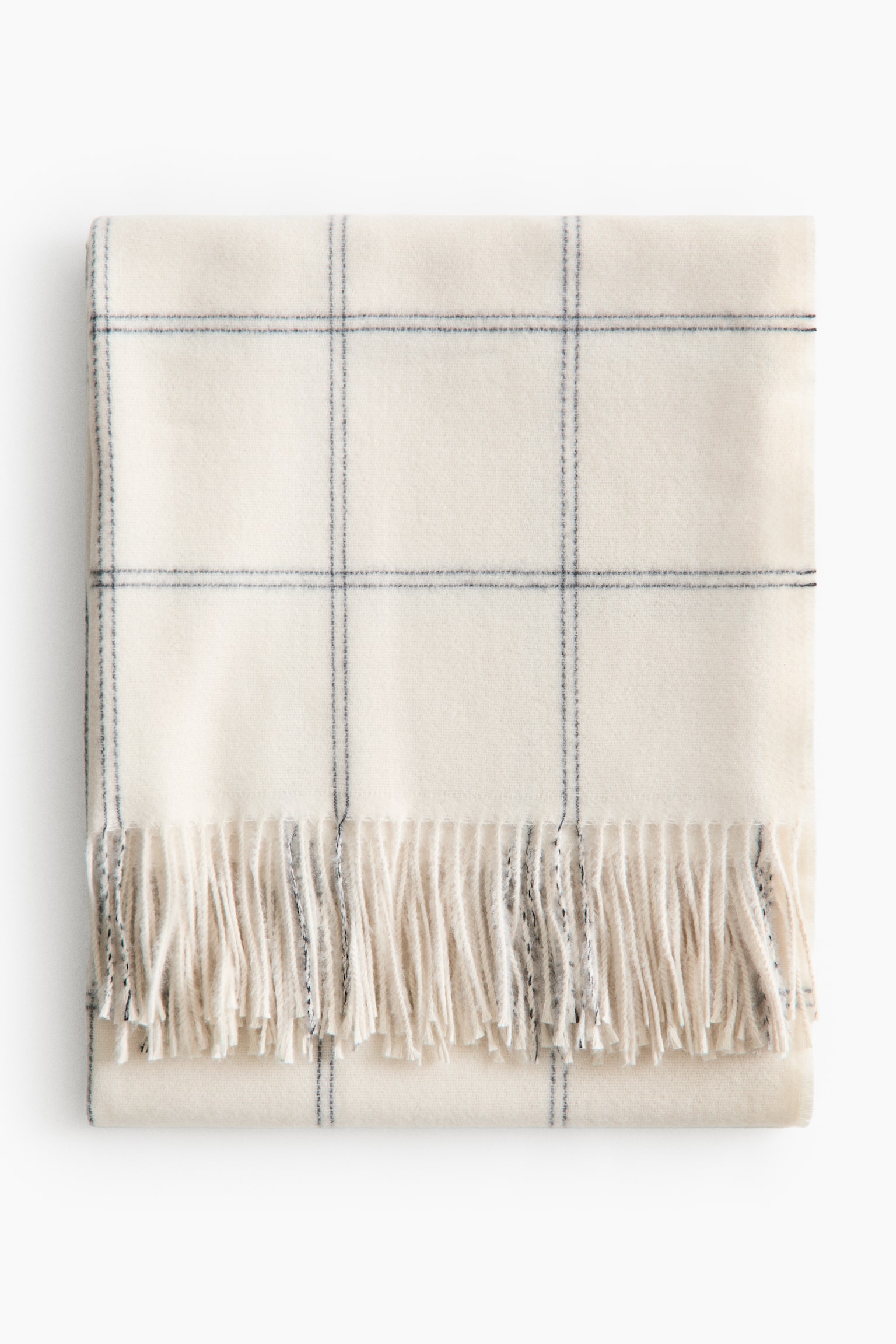 Fringed Throw - Cream/checked/Dark gray/Taupe/Cream/Light gray/checked