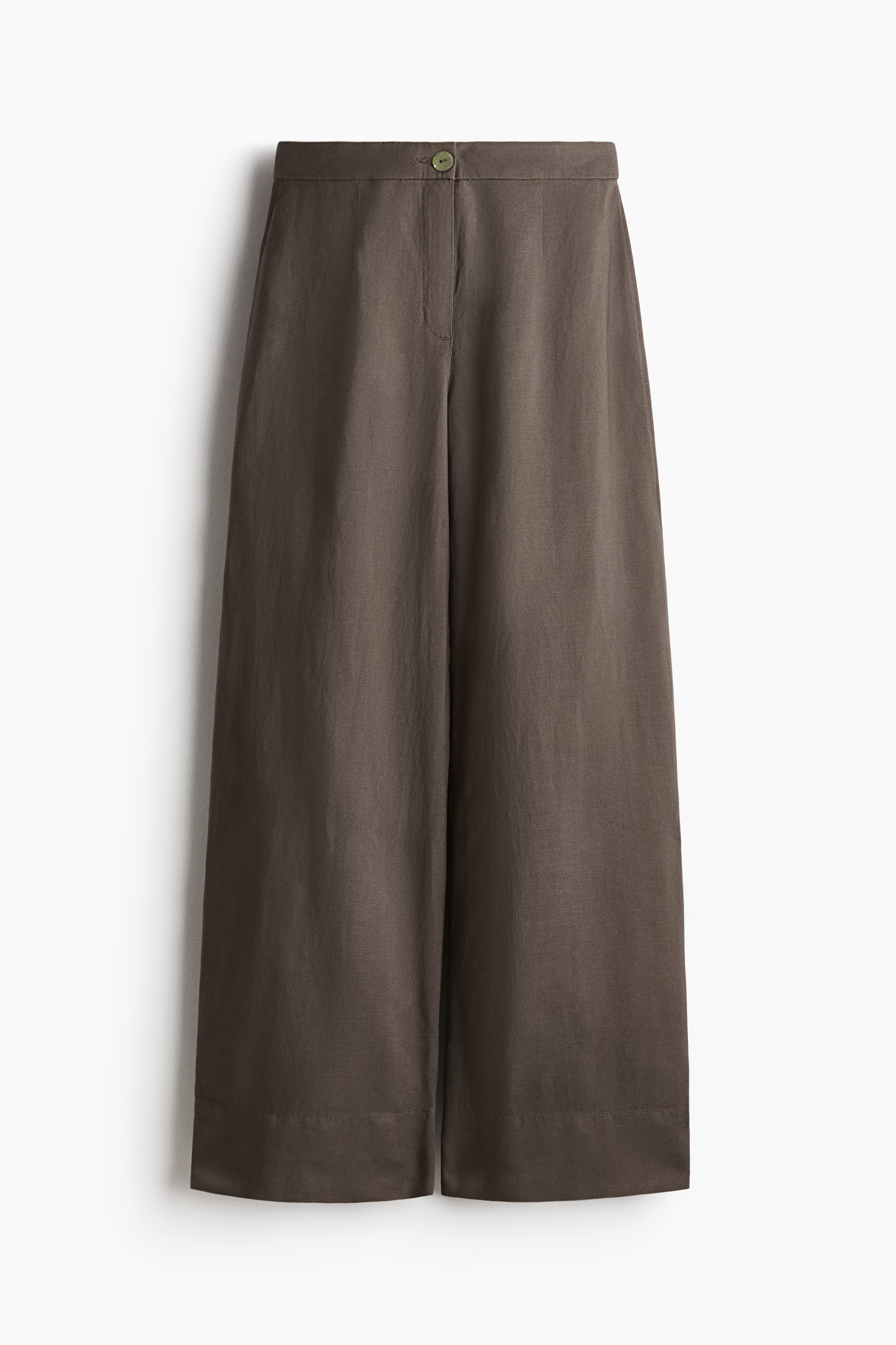 Calças em mistura de linho - Toupeira escuro/Branco/Vermelho/Bege claro/Preto/Verde caqui escuro