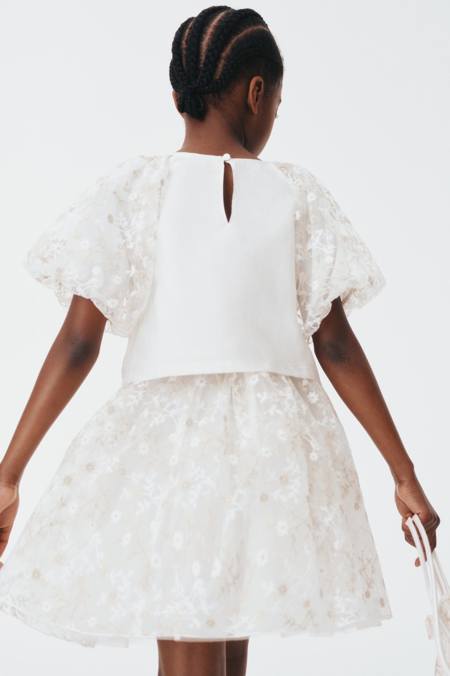 Embroidered tulle skirt - White/Floral - 3