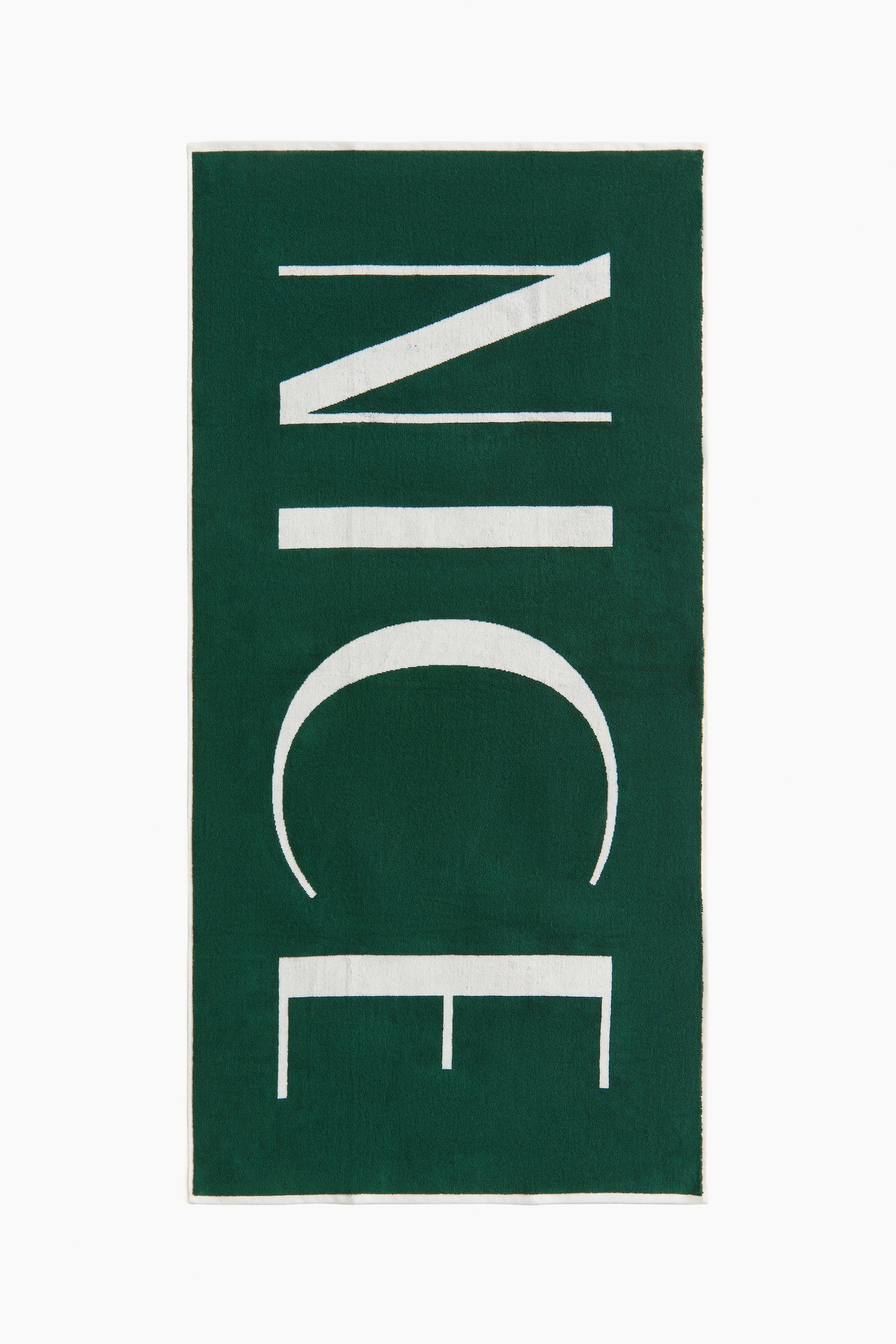 Text-motif cotton beach towel-Dark green/Nice - 5