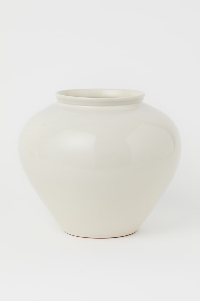 Terracotta vase - White/Black - 1