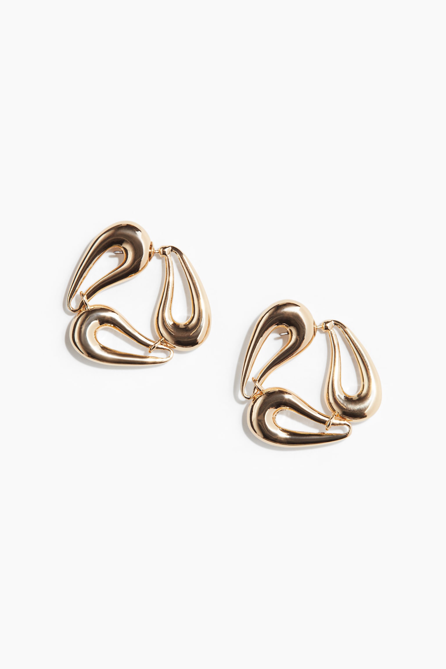 Drop-shaped earrings - Gold-coloured - 1