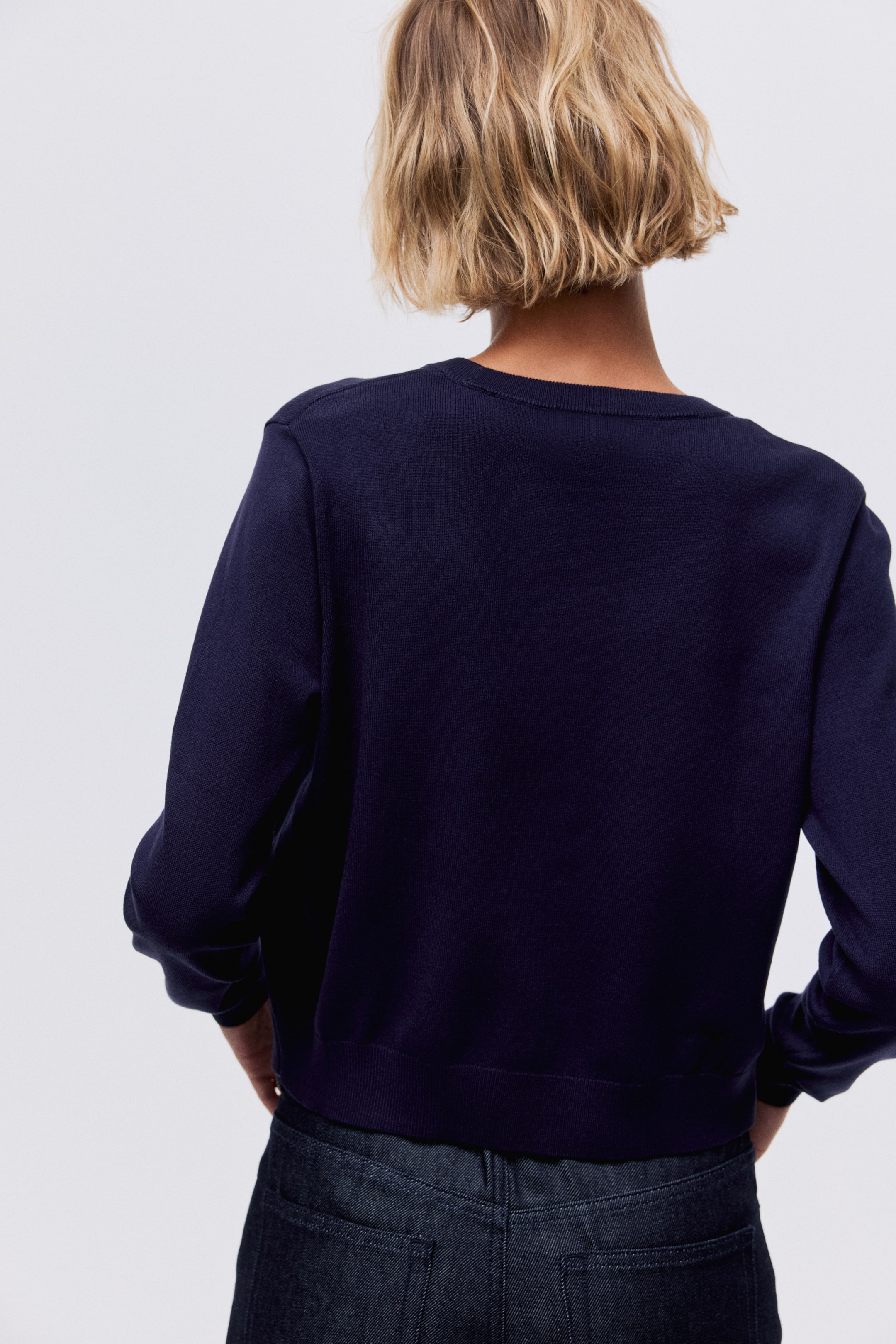 View larger image: Fine-knit jumper - Navy blue - Ladies | H&M HK 4