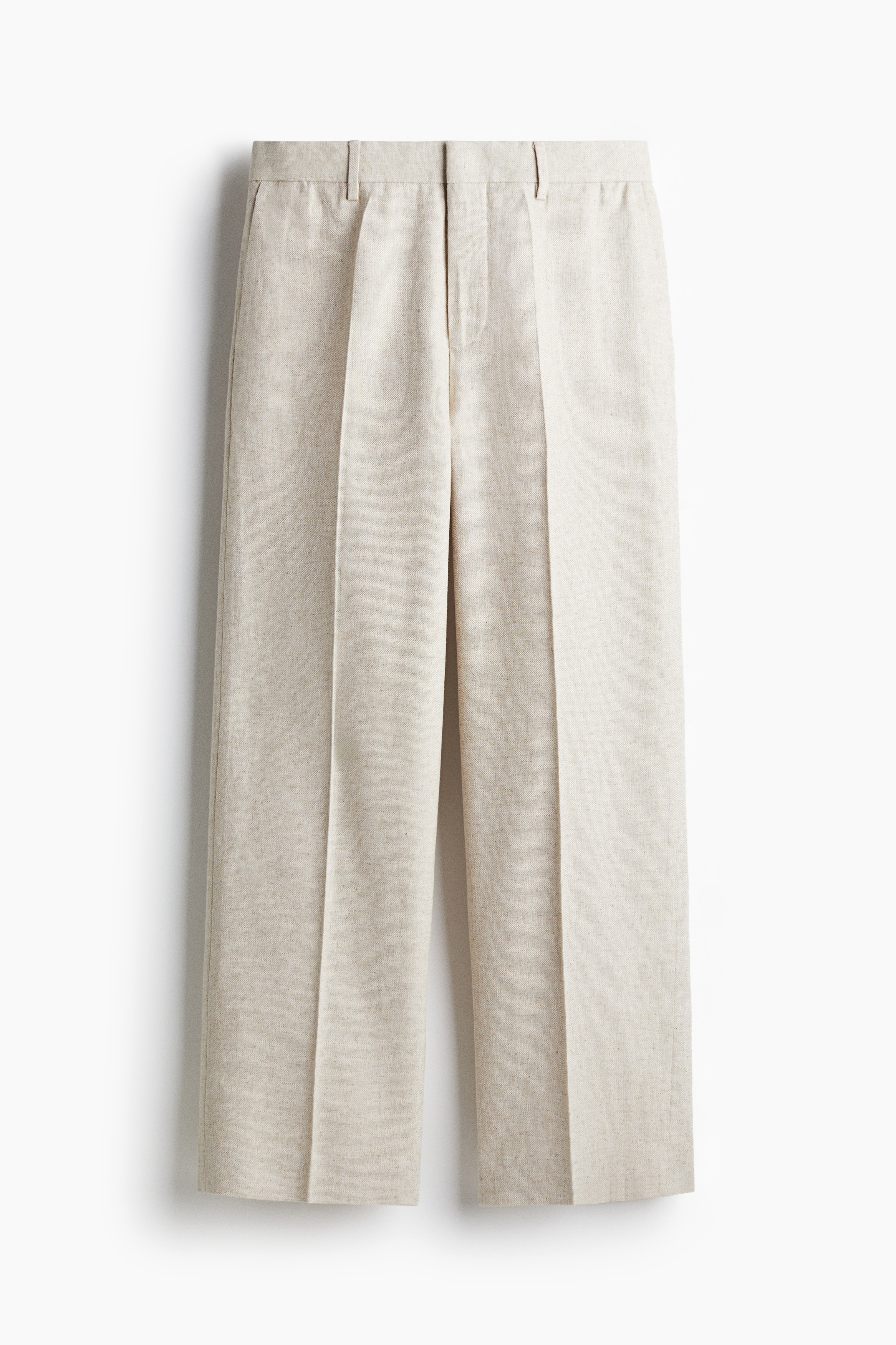 Pellavasekoitteiset housut Loose Fit - Beige