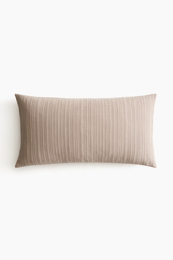 Doorgestikte kussenhoes van katoen - Dusty taupe/Dusty lichtbeige - 1