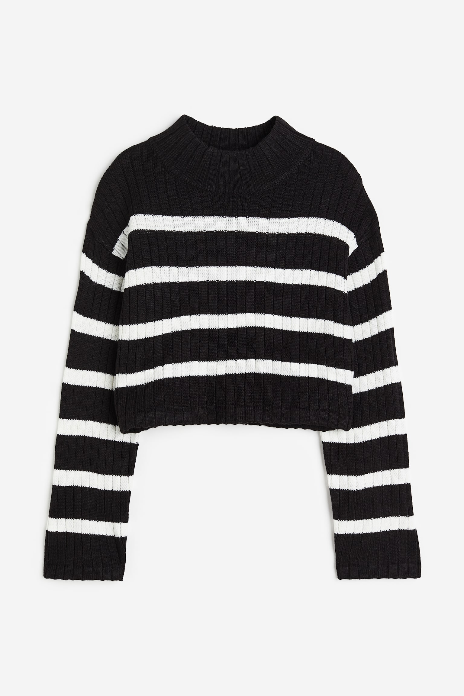 Boxy-style rib-knit jumper - Black/Striped/Light pink/Striped - 1