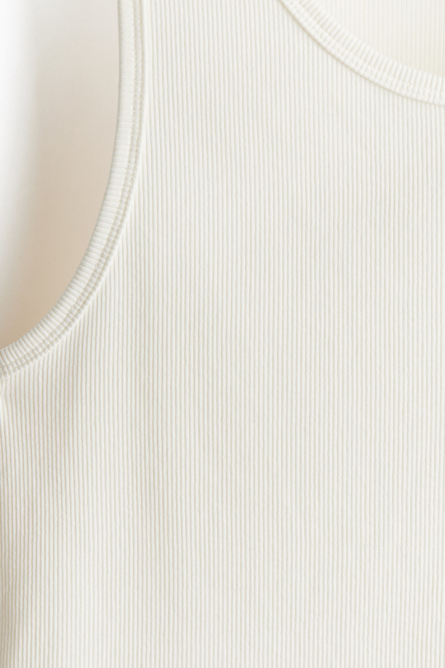 貼身羅紋背心上衣 - 白色/深米色/洗舊 - 6