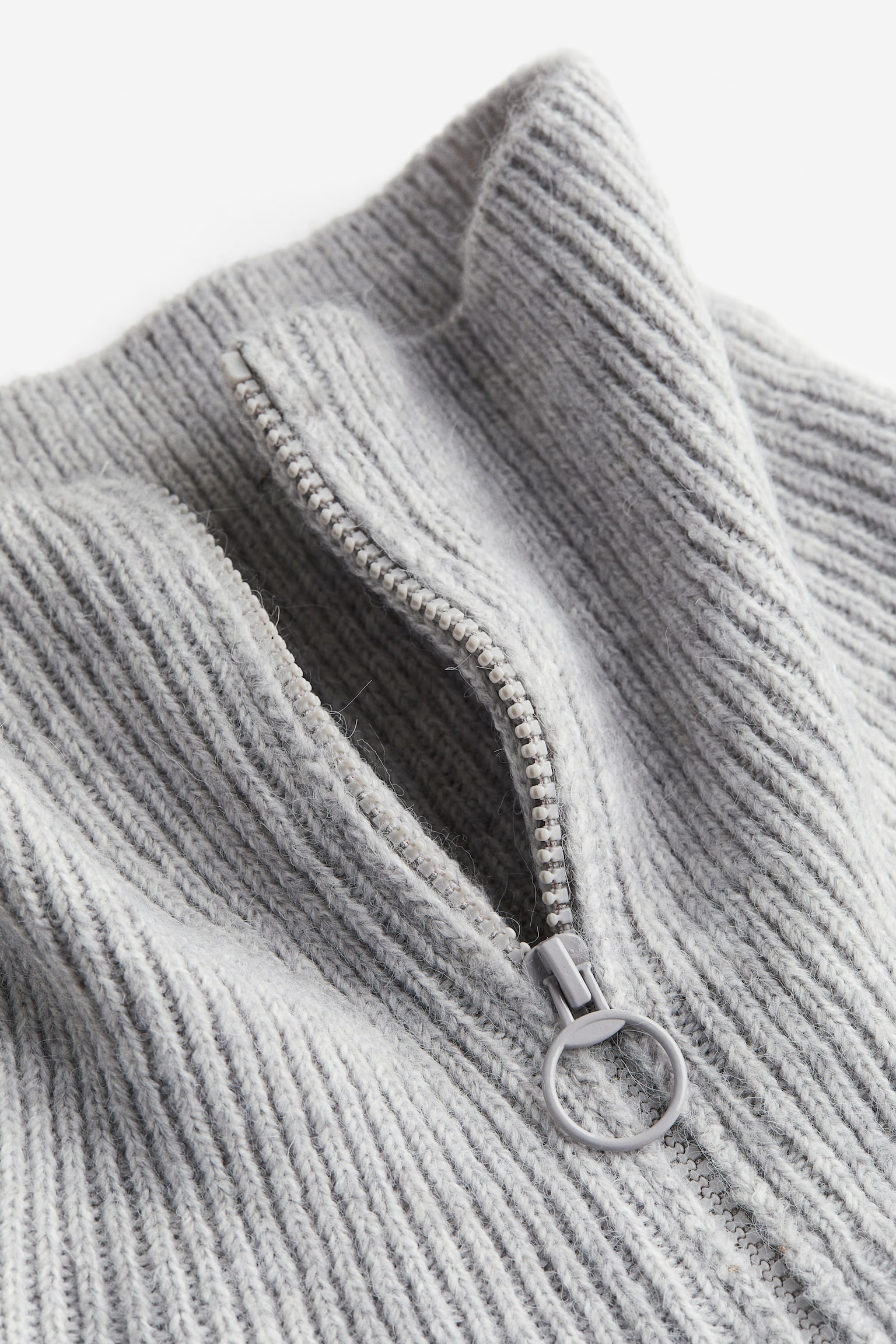 Женский свитер H&M Oversized Half-zip, цвет: Светлый серый — фото 2