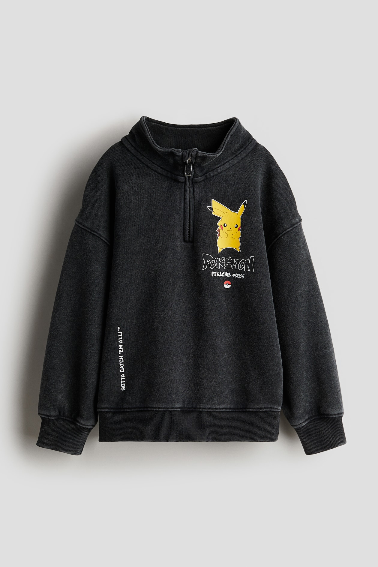 Sudadera con media cremallera y motivo estampado Negro/Pikachu NIÑOS  H&M ES