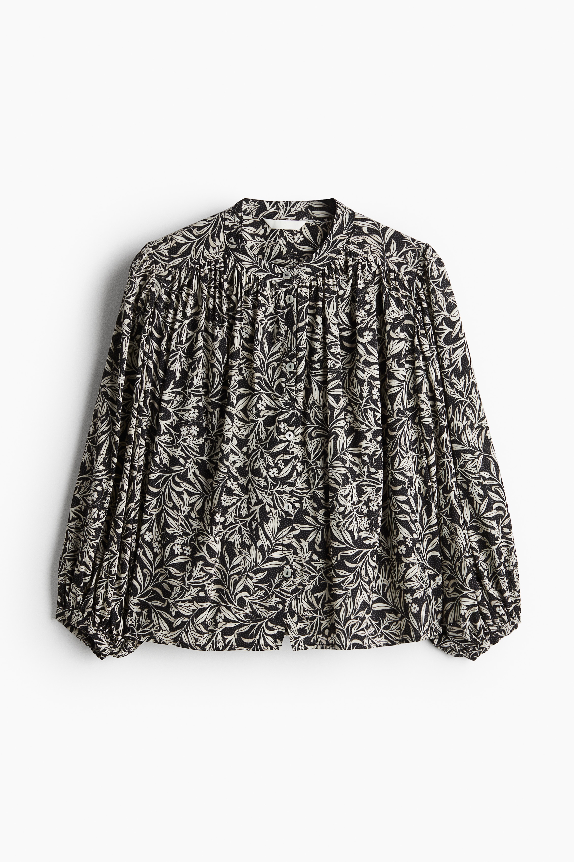 Signore - Nero/fantasia Camicetta con maniche a palloncino - Size: S  - H&M