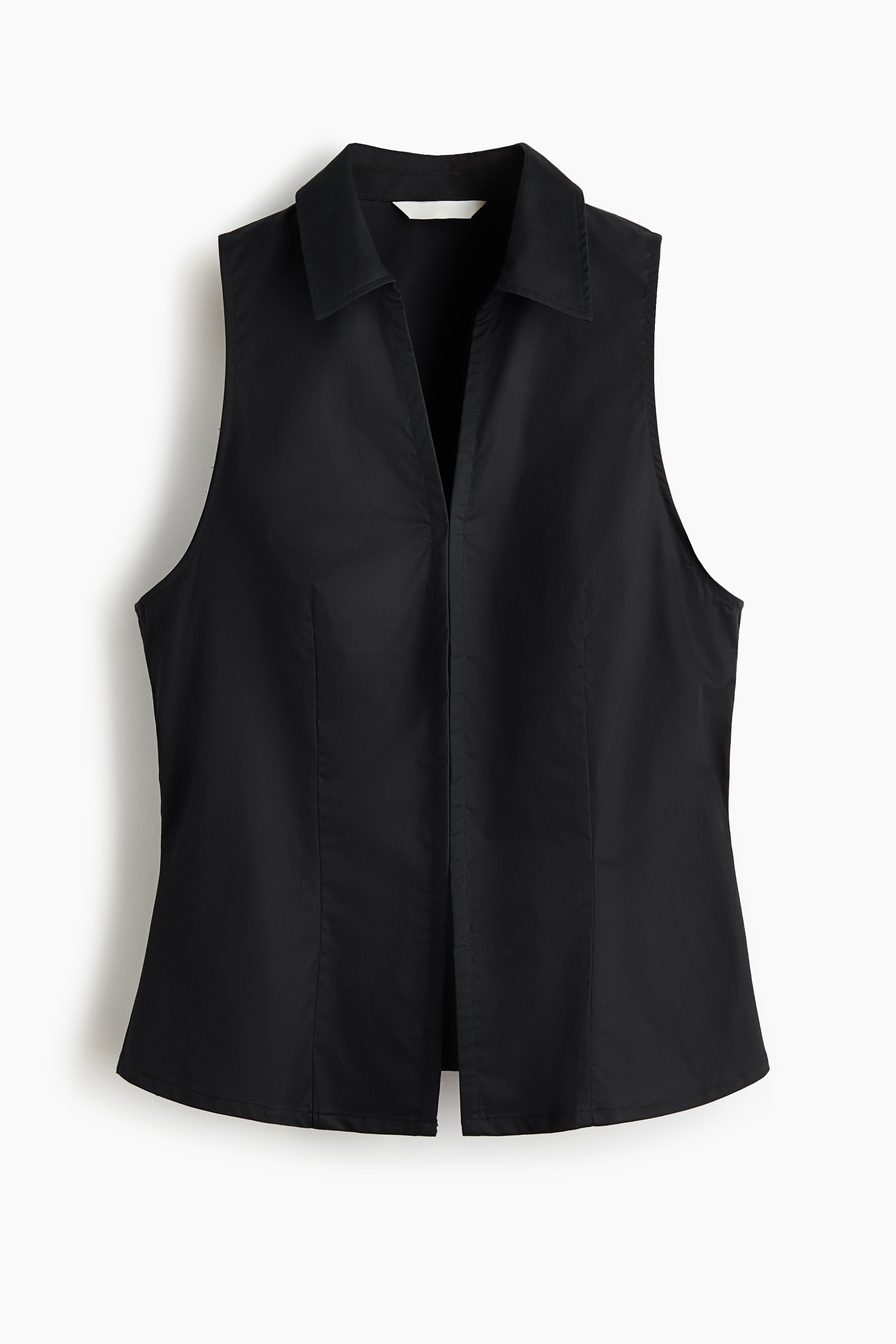 Sleeveless cotton shirt - Black/Dark mole/White