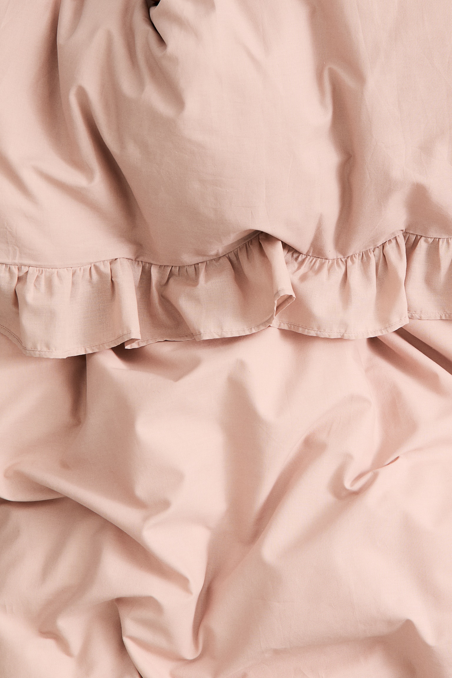 Flounced single duvet cover set - Light dusty pink/White/Light beige/Dusty brown - 2