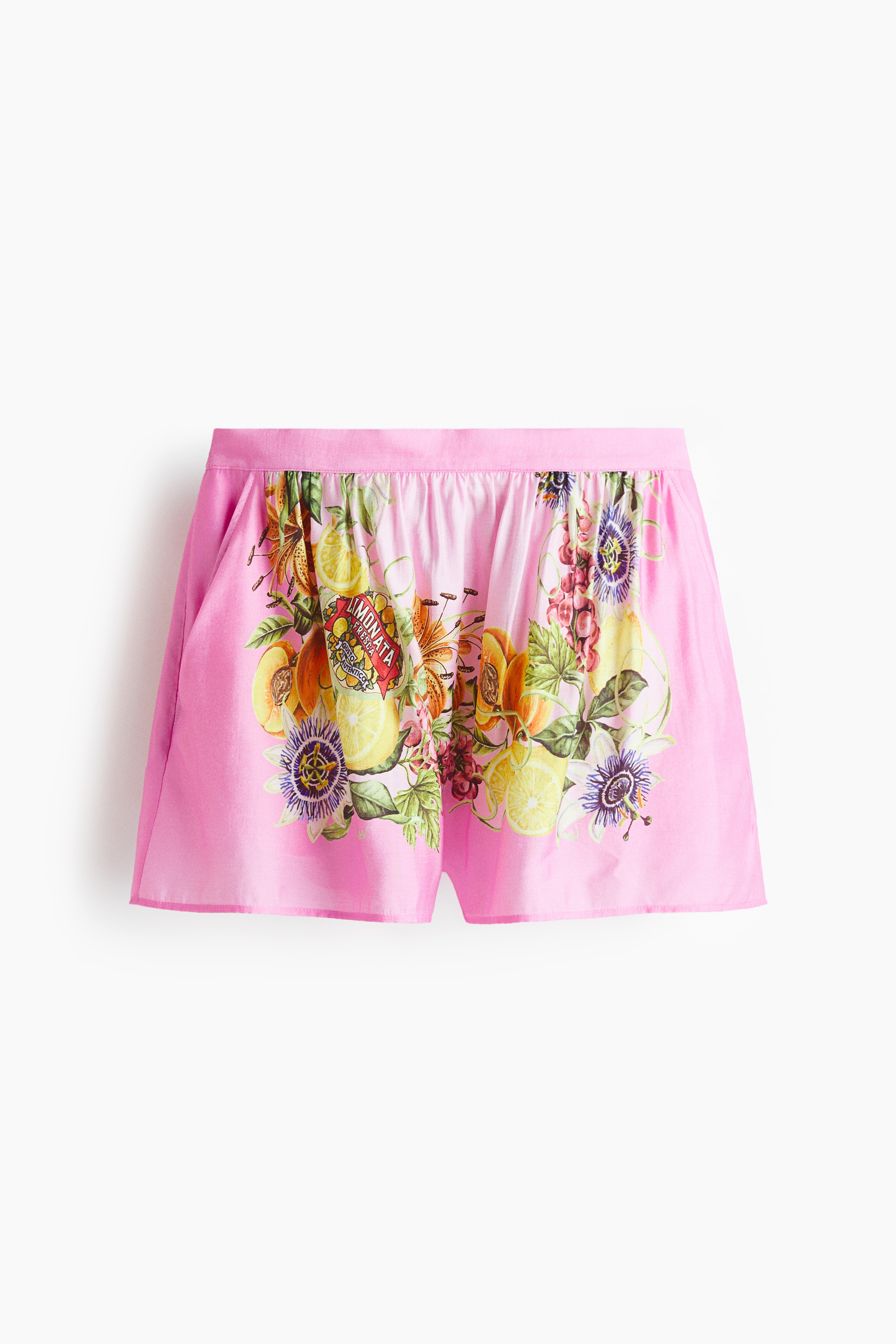 Calções pull-on estampados - Rosa/Limões