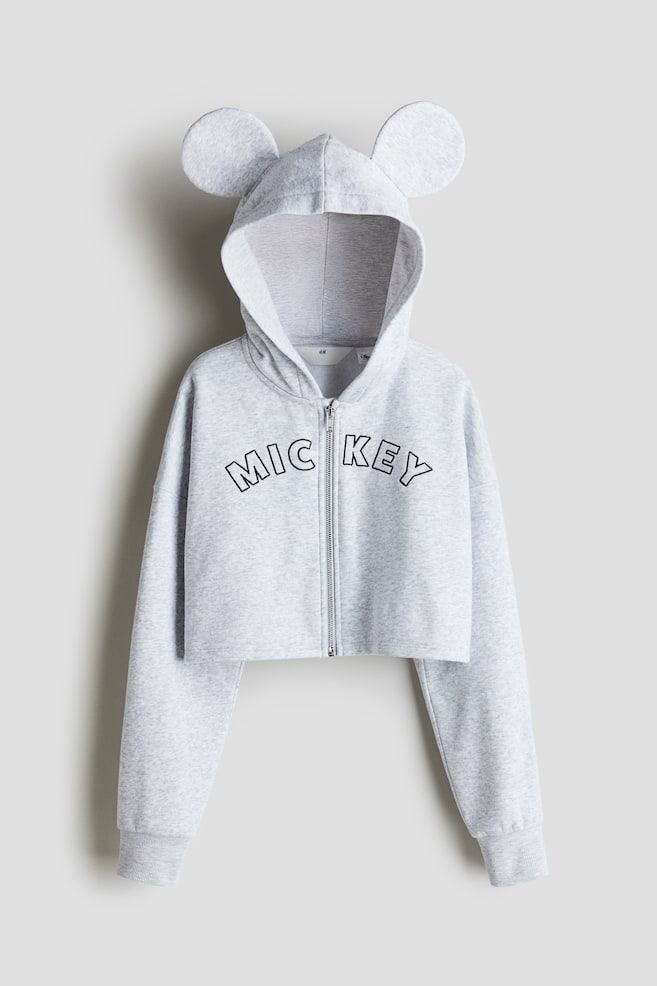Chaqueta sudadera con cremallera y motivo - Gris jaspeado/Mickey Mouse - 1