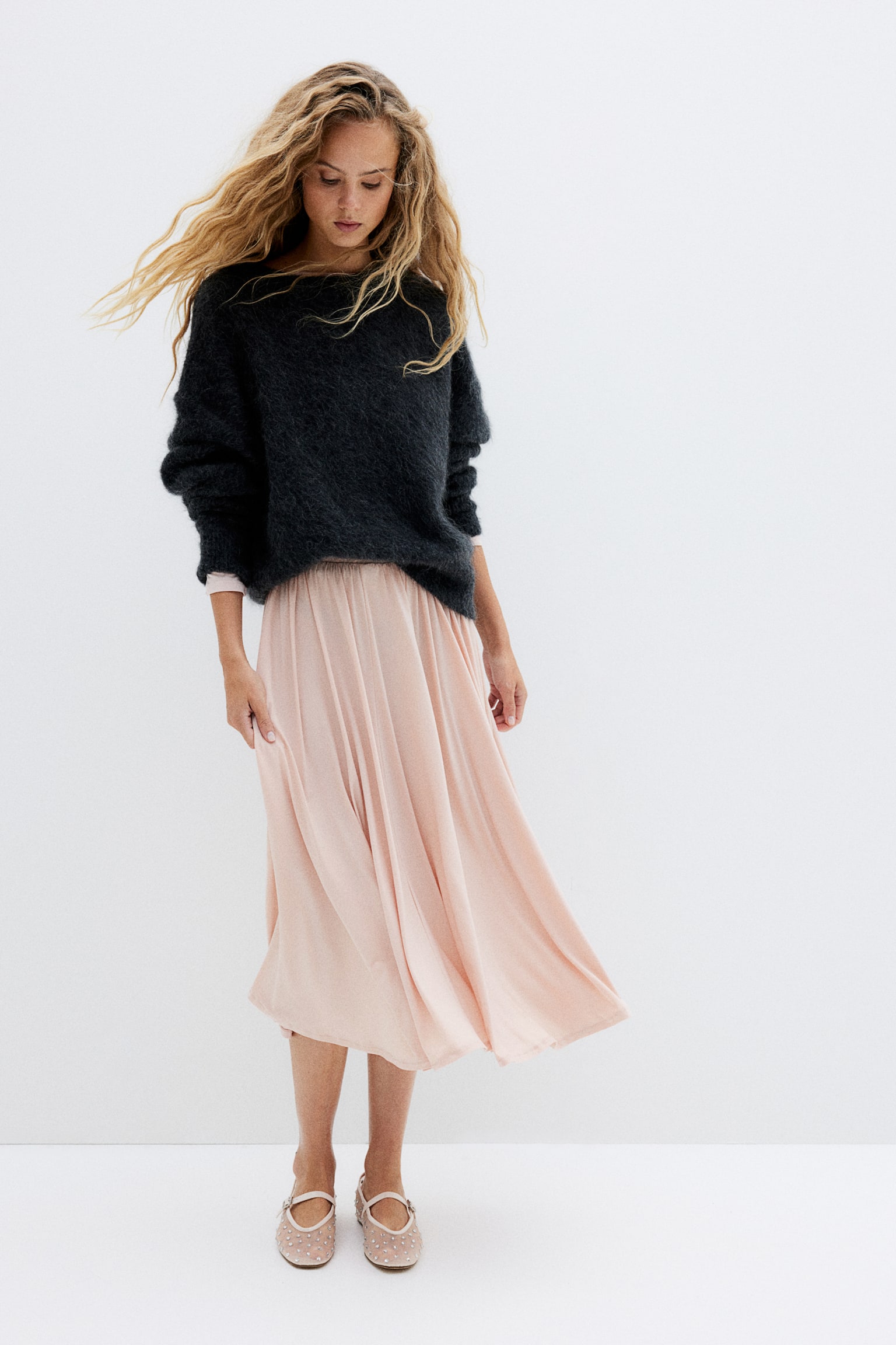 Circular jersey skirt - Dusty pink - 6